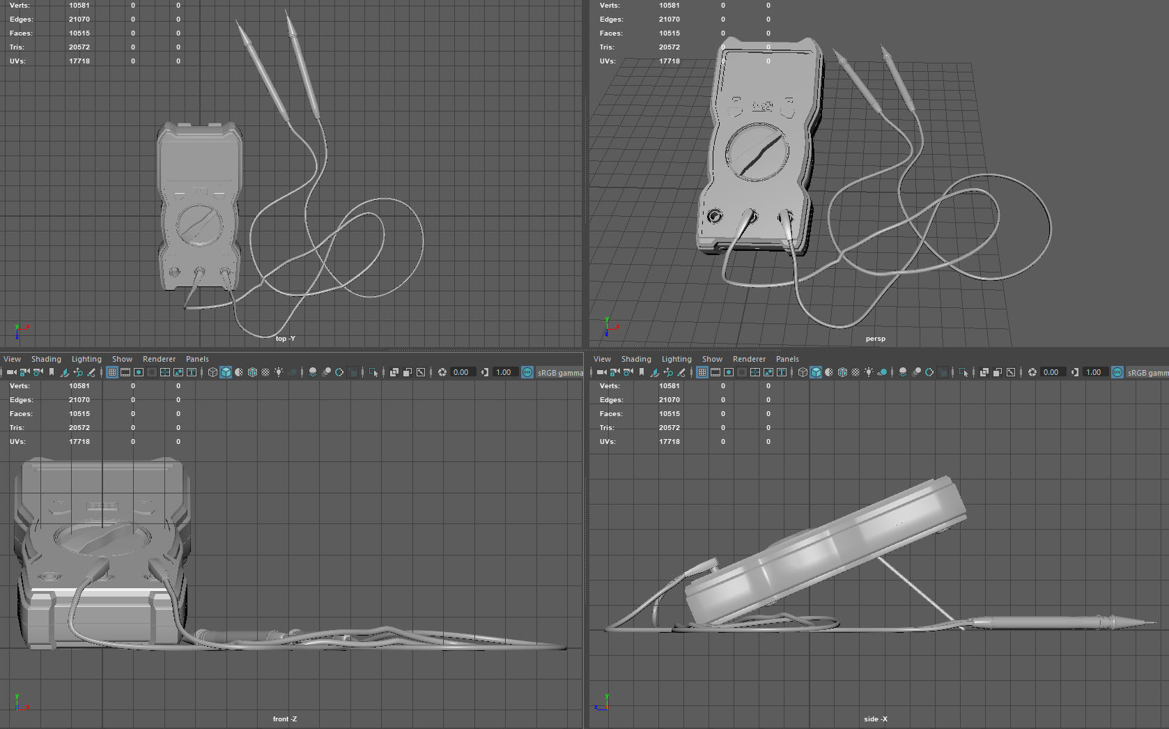 Digital Multimeter Low-poly 3D model_10