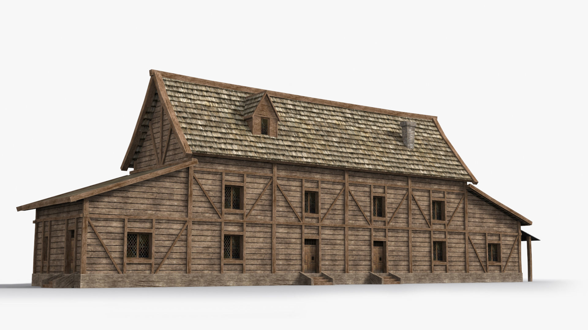 Medieval house x13 Low-poly 3D model_2
