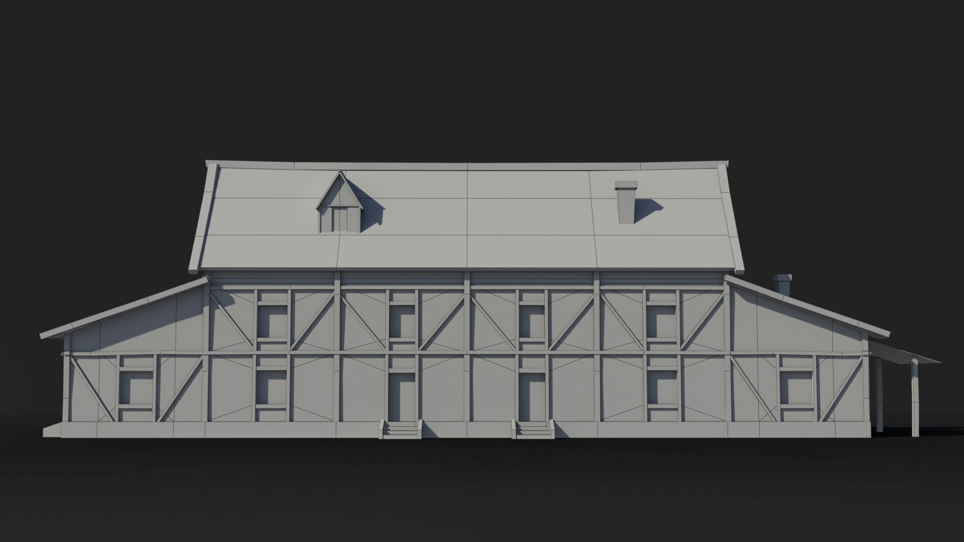 Medieval house x13 Low-poly 3D model_6