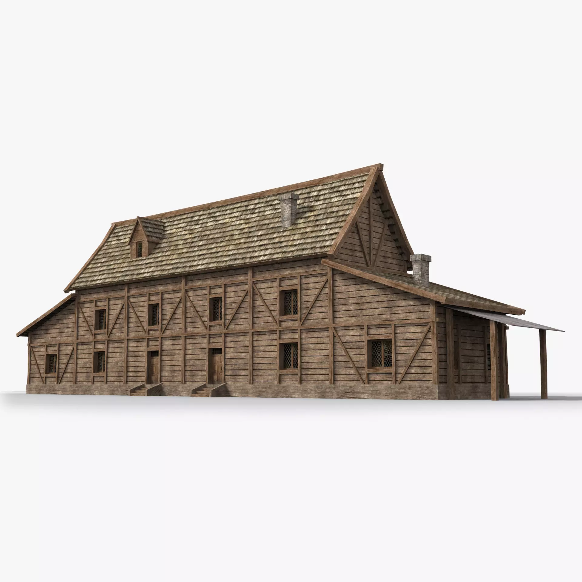 Medieval house x13 Low-poly 3D model_0