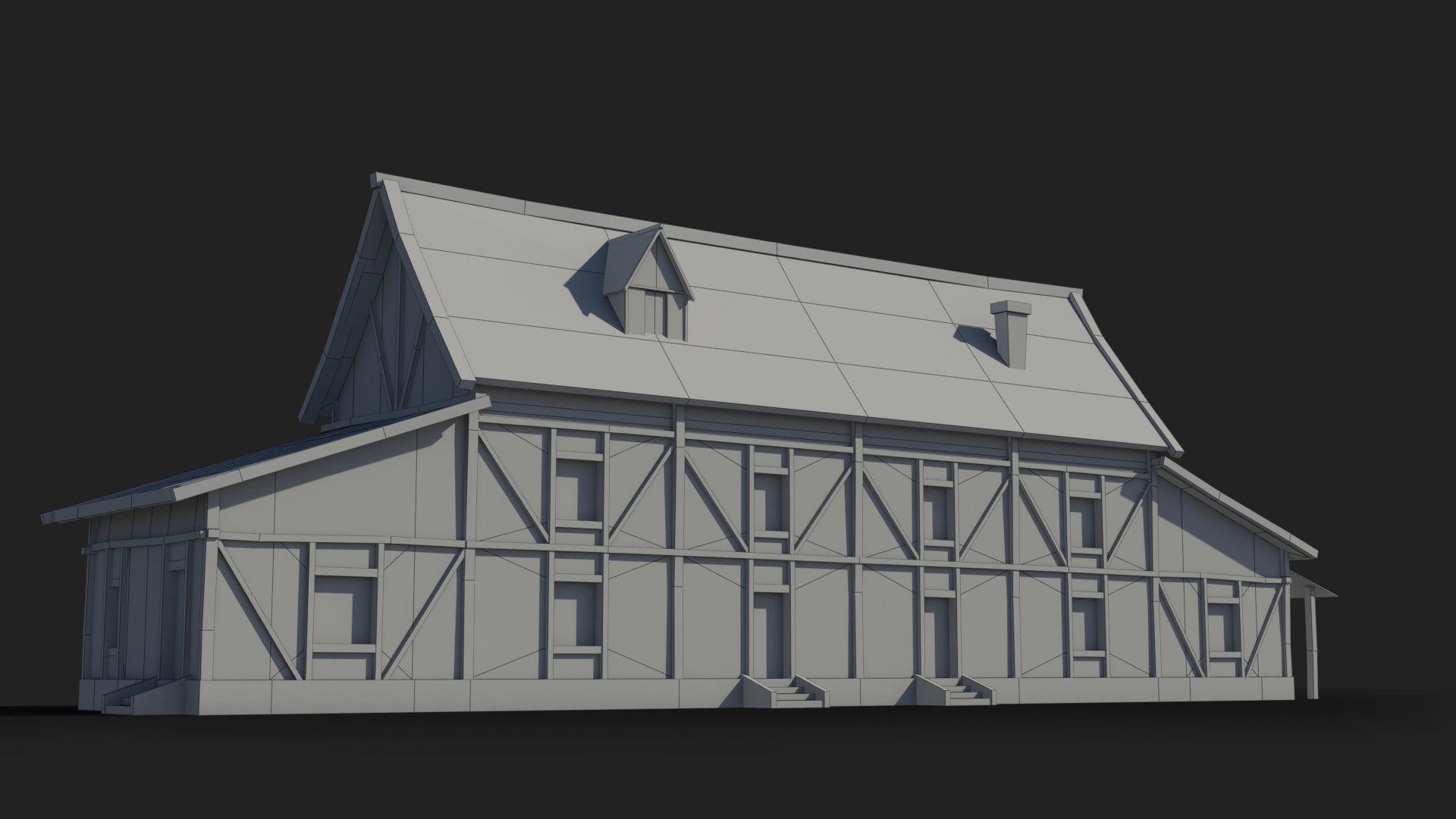 Medieval house x13 Low-poly 3D model_7