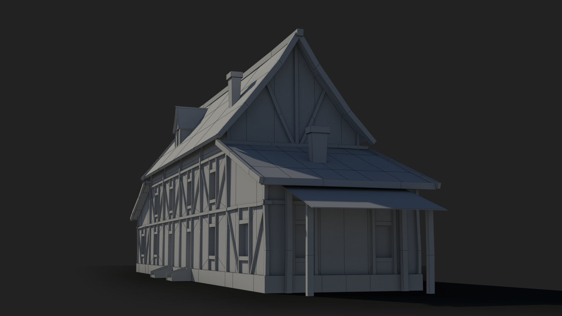 Medieval house x13 Low-poly 3D model_8