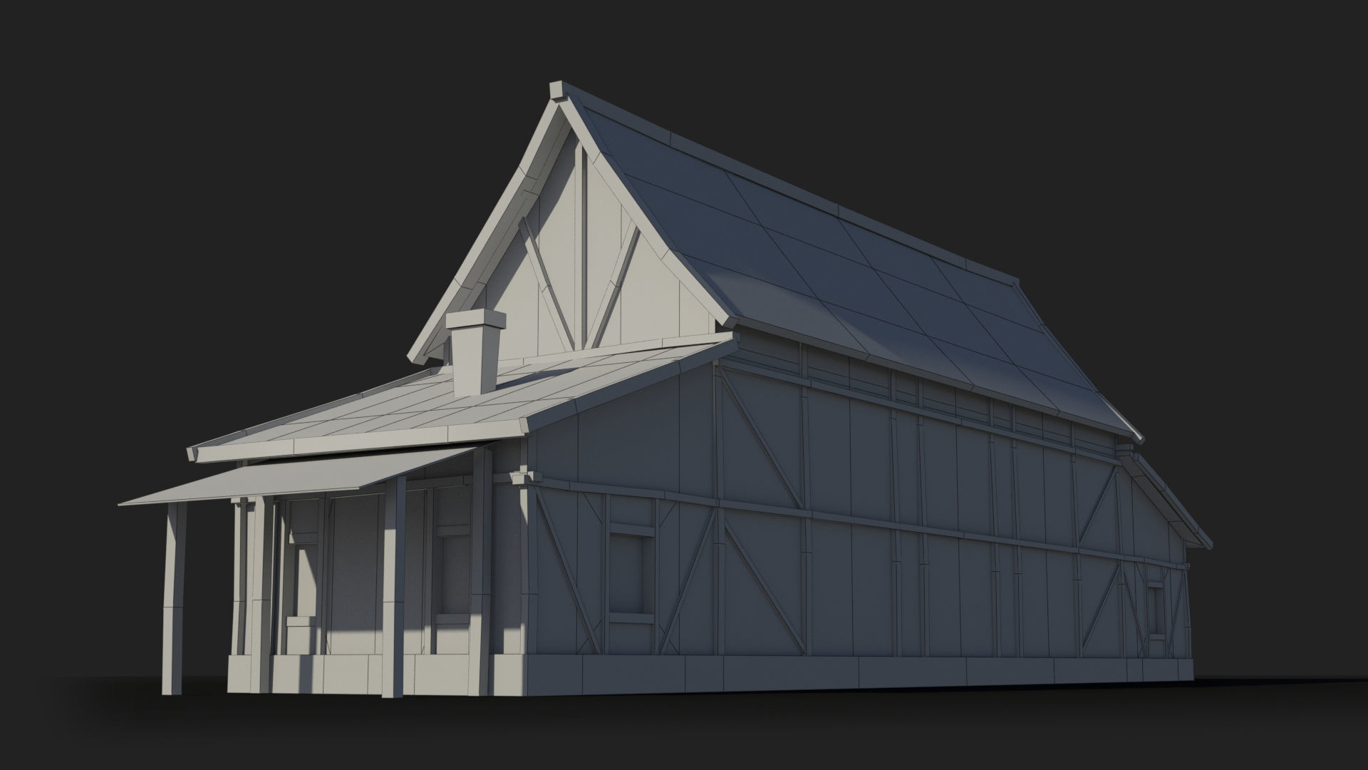Medieval house x13 Low-poly 3D model_9