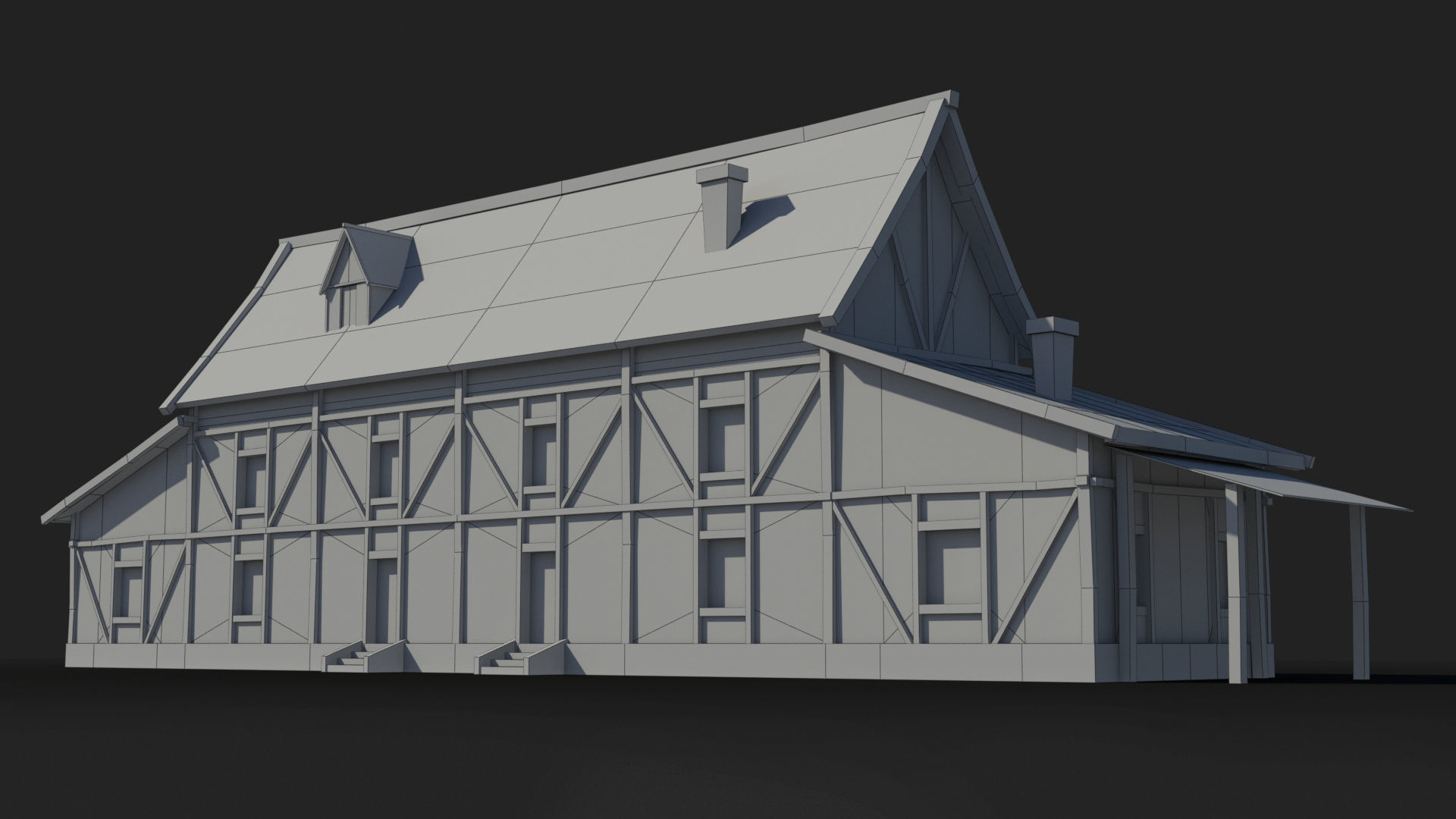 Medieval house x13 Low-poly 3D model_5