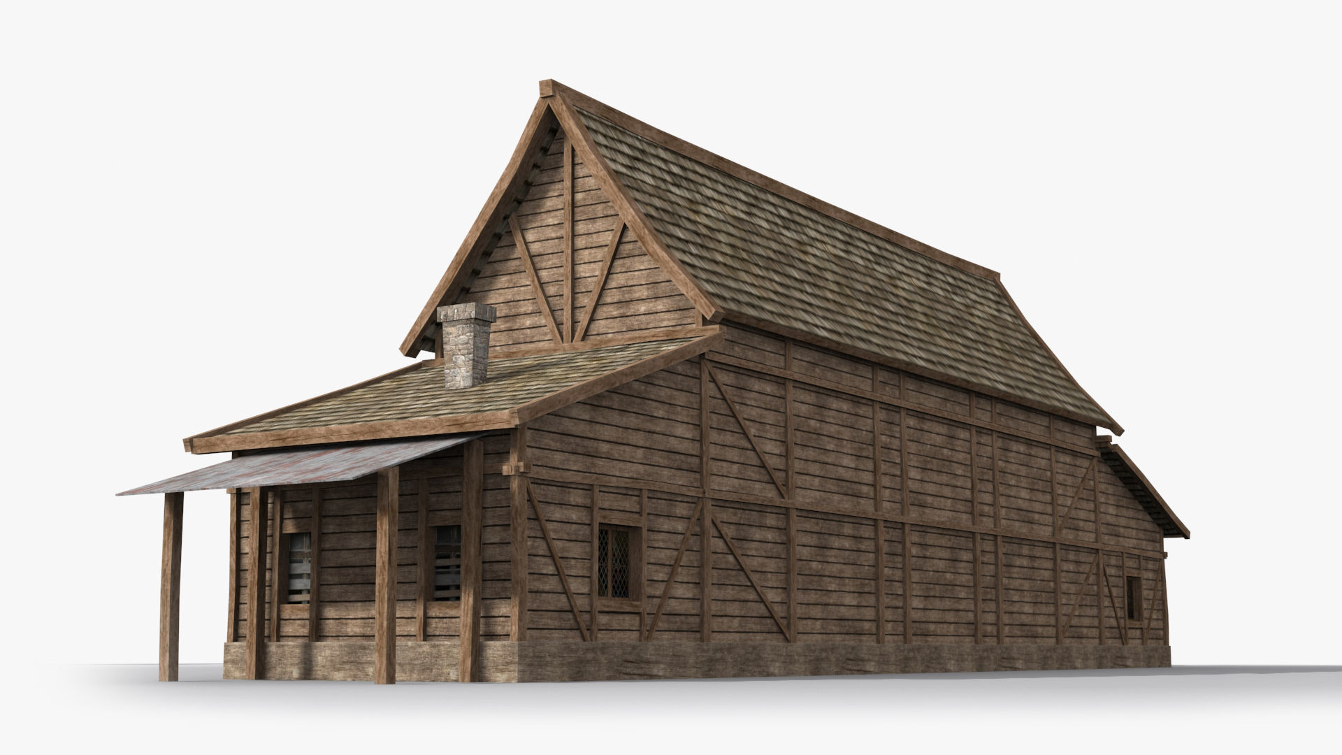 Medieval house x13 Low-poly 3D model_4