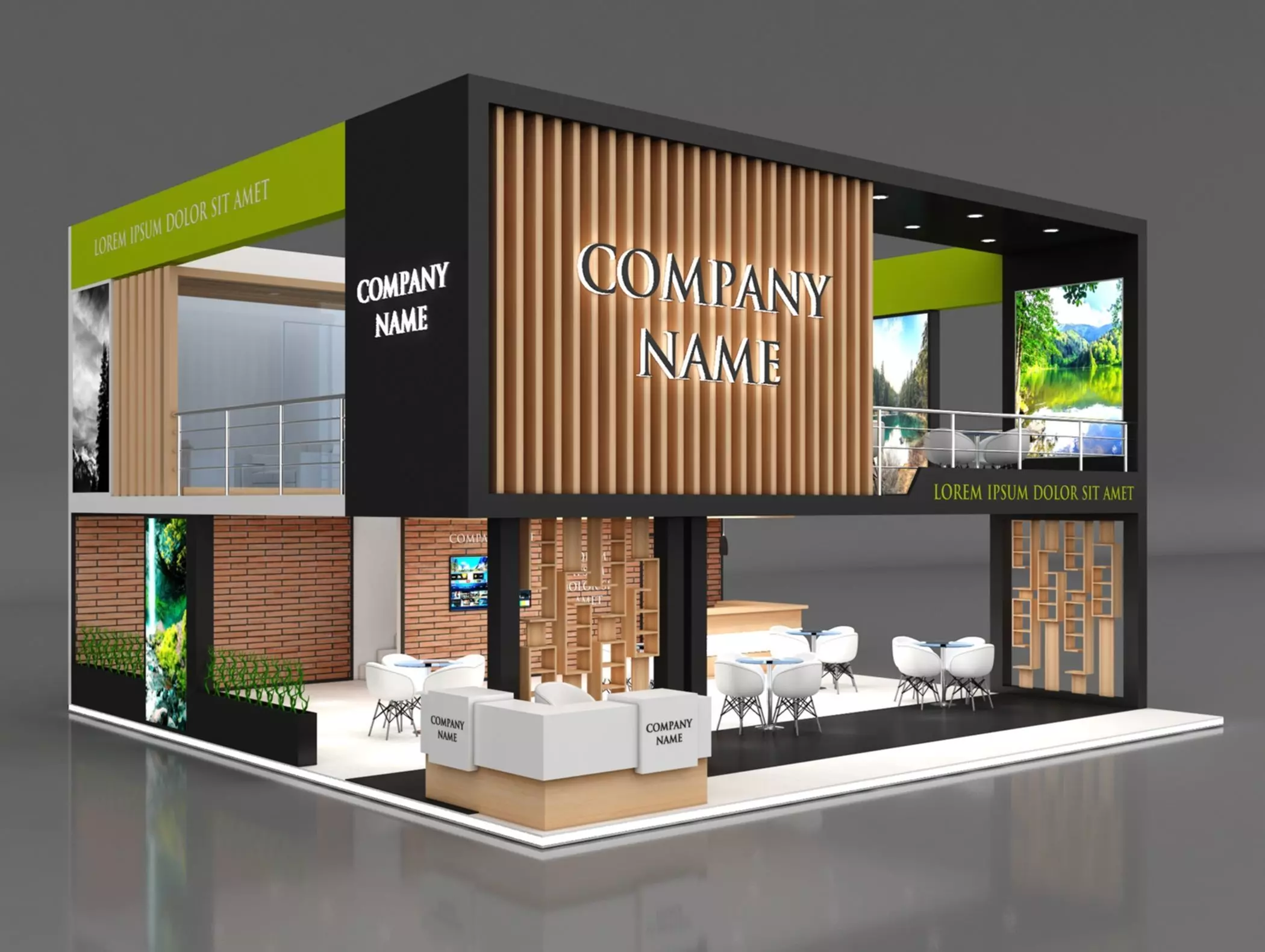 Booth Exhibition Stand Stall 10x10m Height 600 cm 3 Side Open 3D model