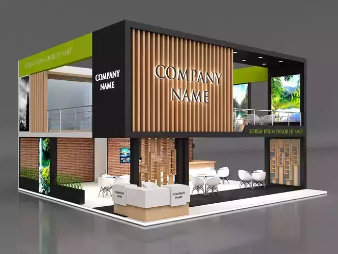 Booth Exhibition Stand Stall 10x10m Height 600 cm 3 Side Open 3D model