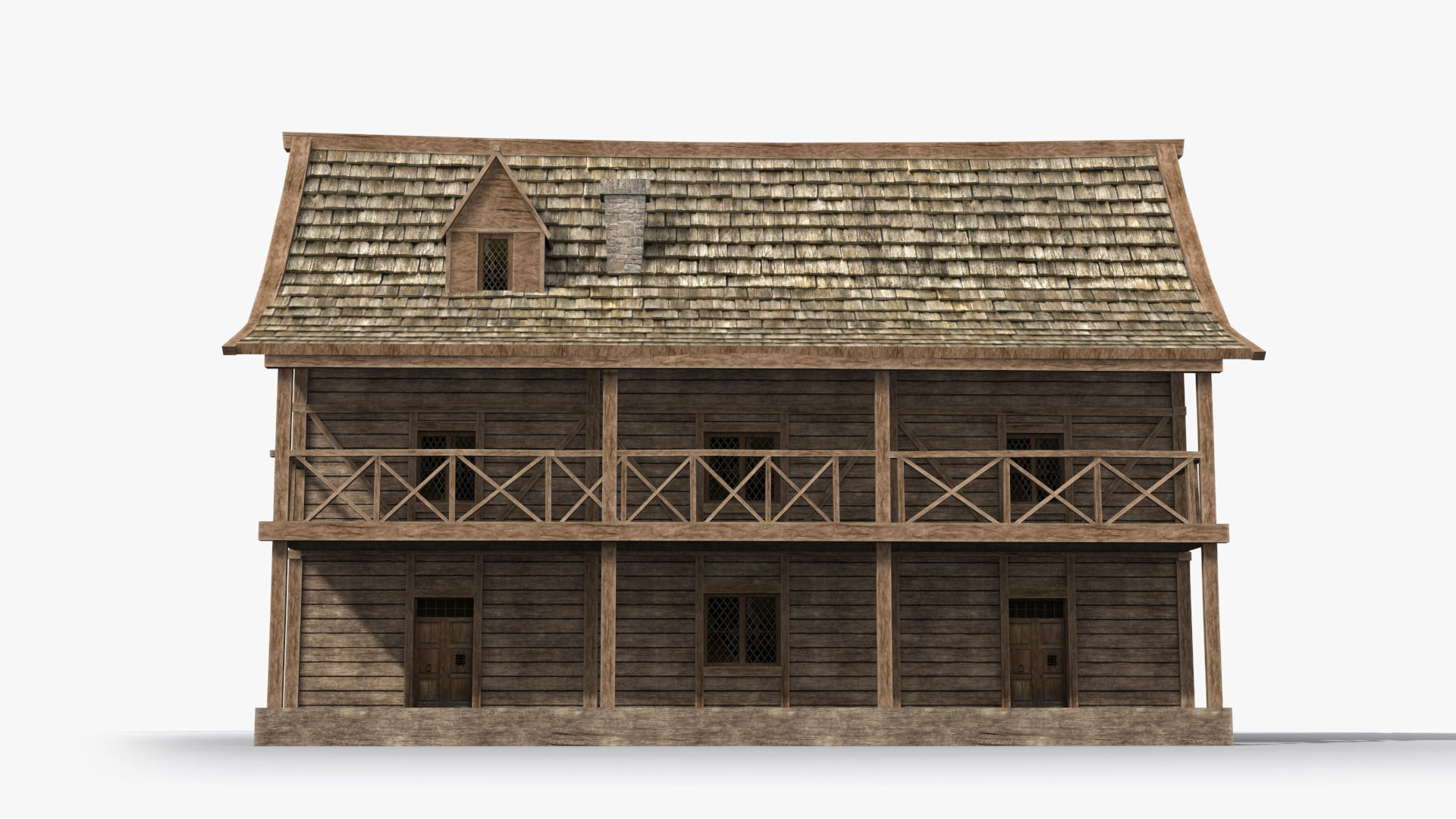Medieval house x14 Low-poly 3D model_1
