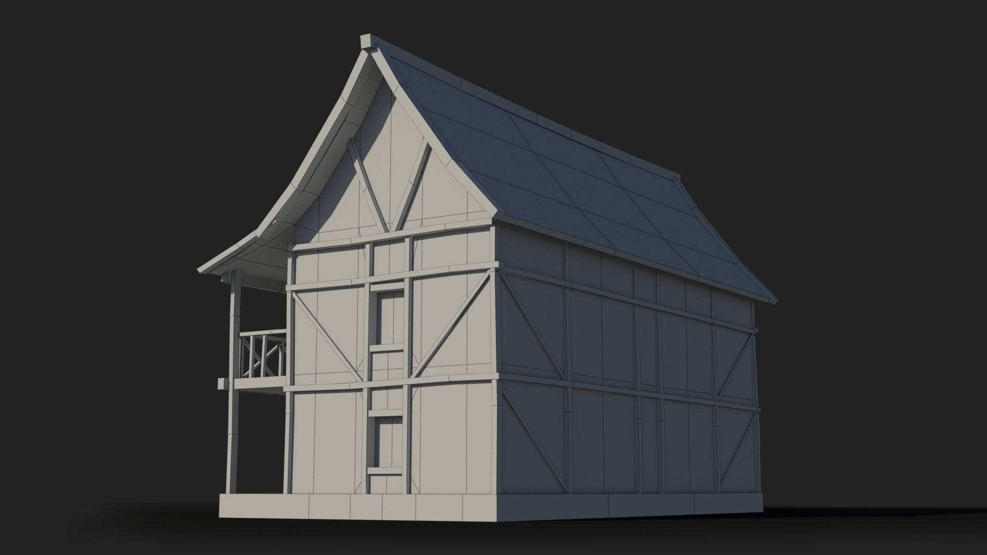 Medieval house x14 Low-poly 3D model_9