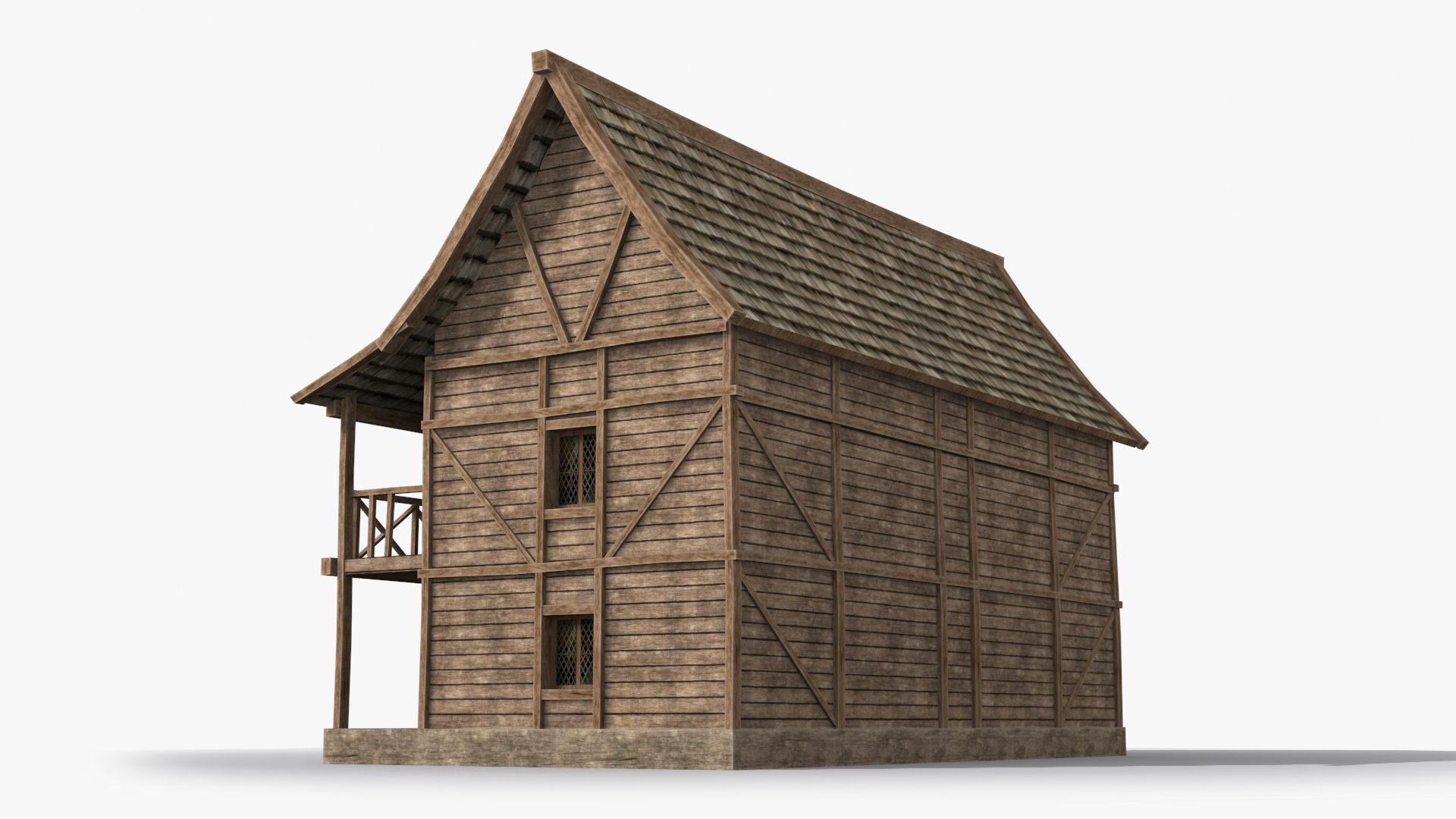 Medieval house x14 Low-poly 3D model_4