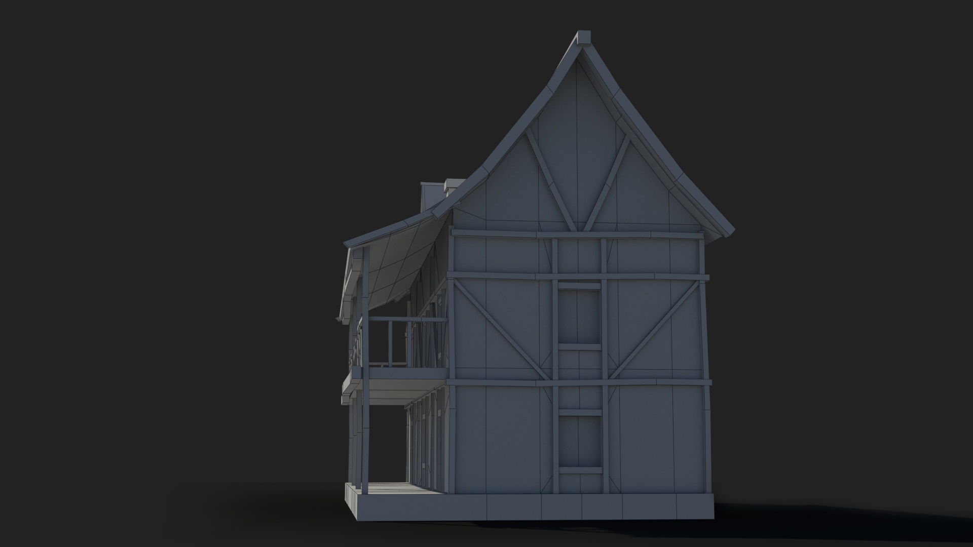 Medieval house x14 Low-poly 3D model_8