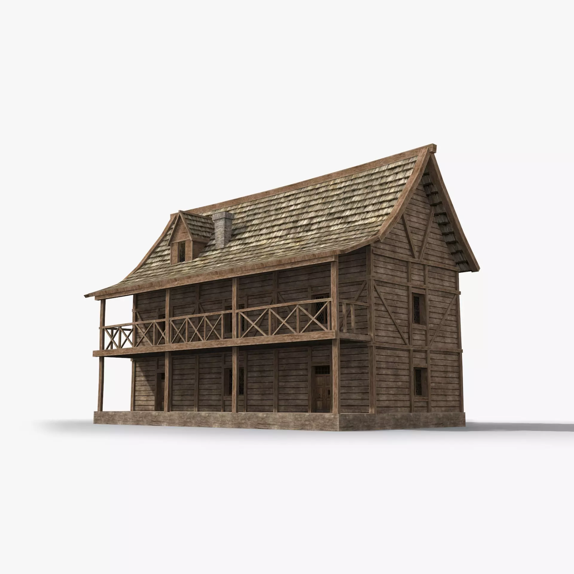 Medieval house x14 Low-poly 3D model_0