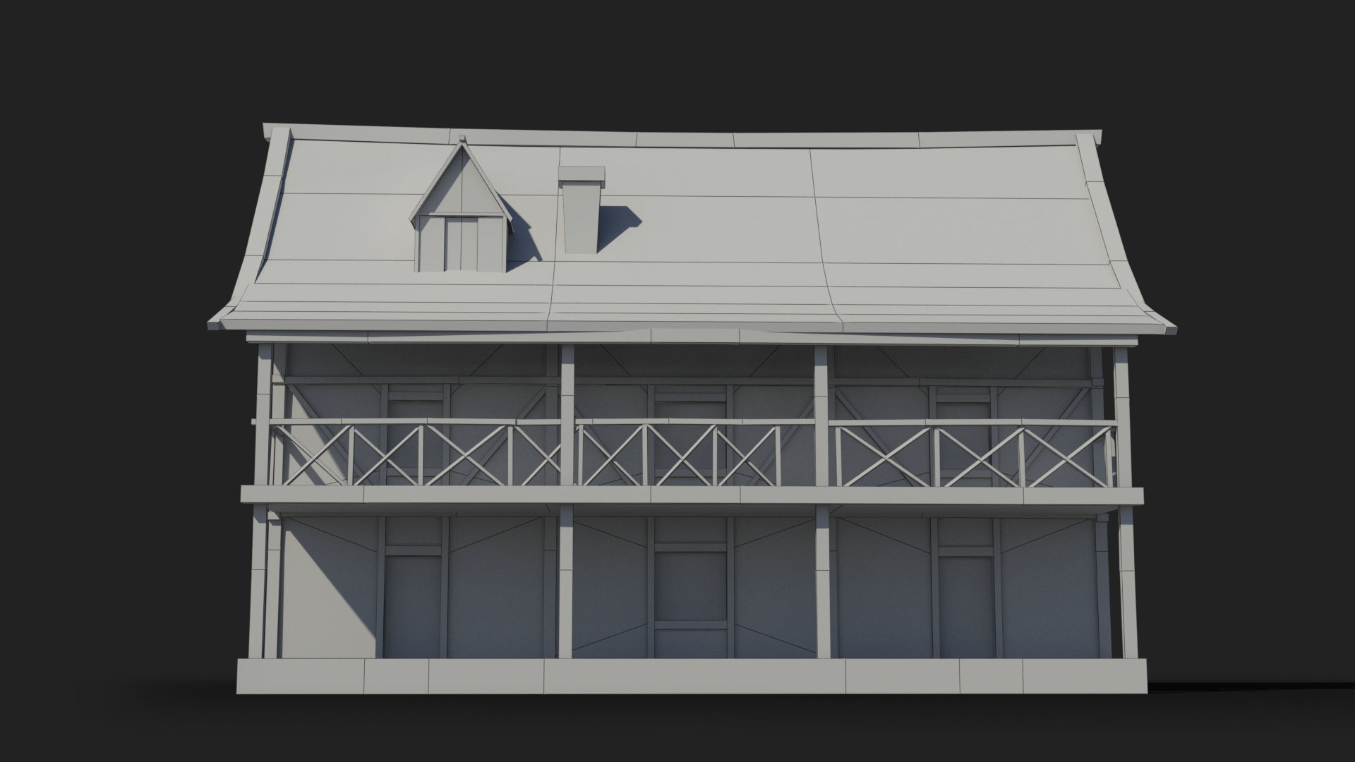 Medieval house x14 Low-poly 3D model_6