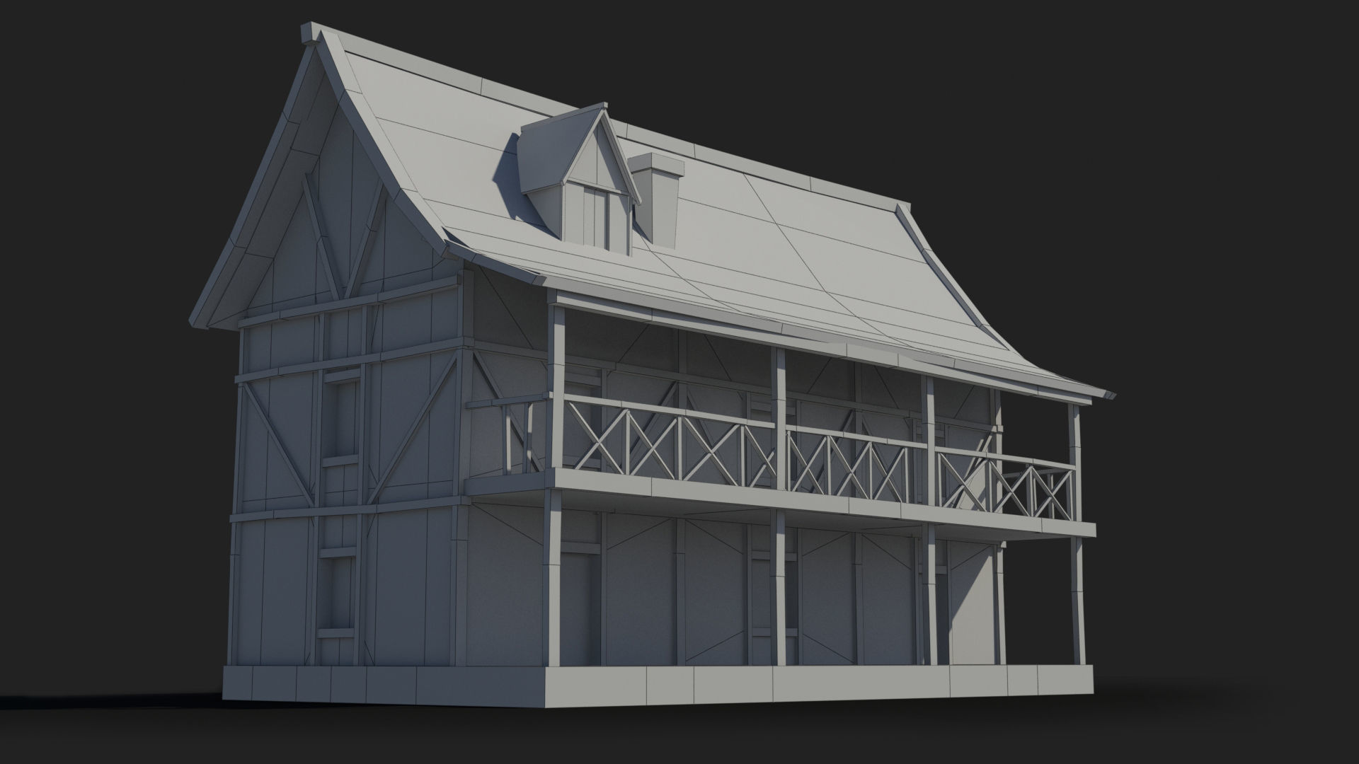 Medieval house x14 Low-poly 3D model_7