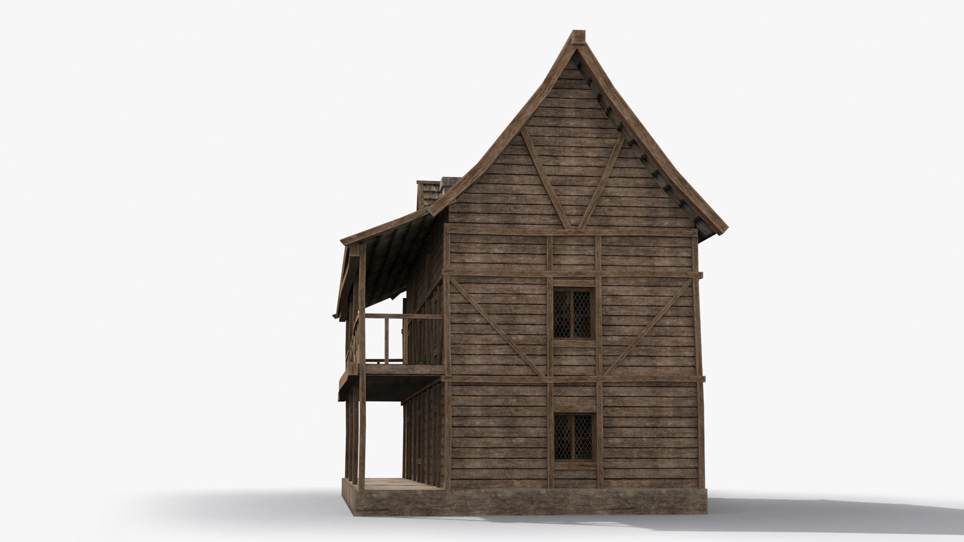 Medieval house x14 Low-poly 3D model_3