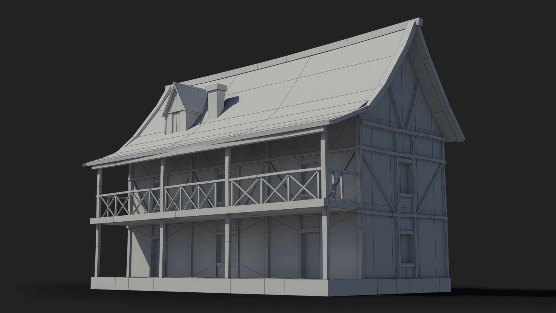 Medieval house x14 Low-poly 3D model_5