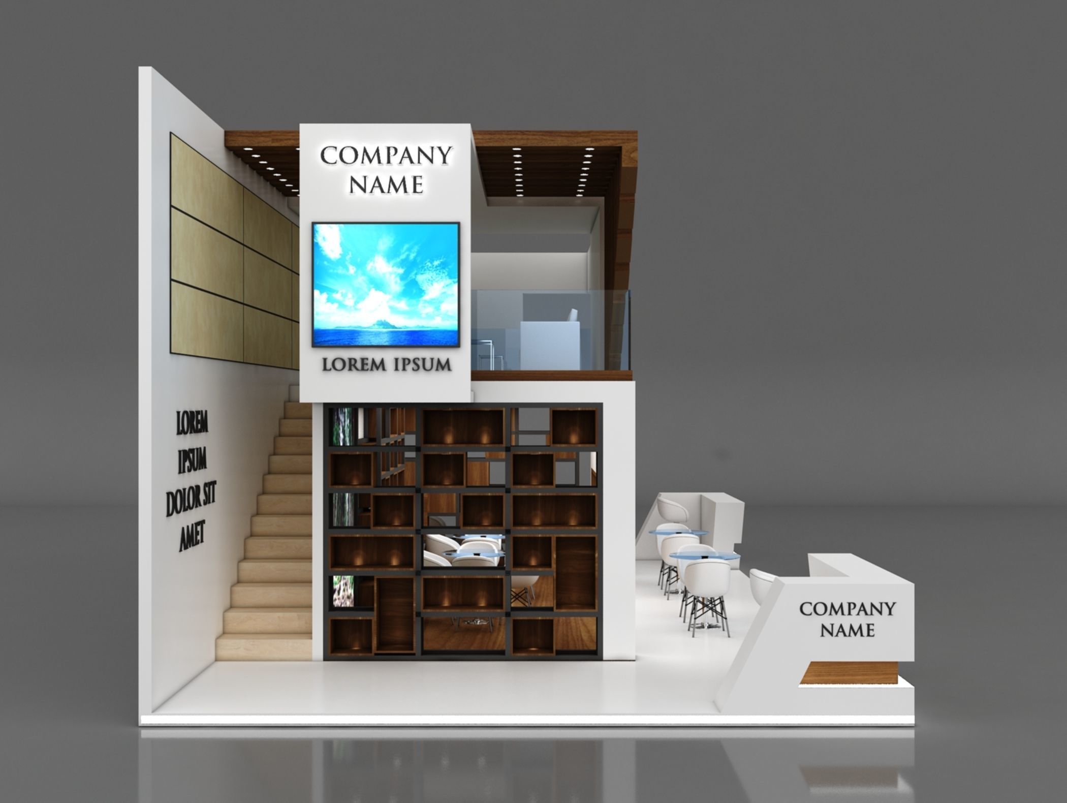 Booth Exhibition Stand Stall 10x6m Height 500 cm 3 Side Open 3D model_6