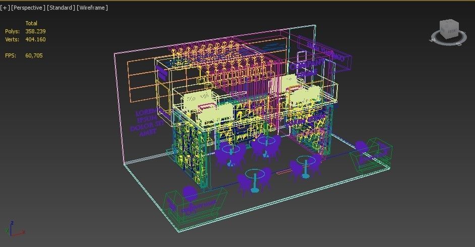 Booth Exhibition Stand Stall 10x6m Height 500 cm 3 Side Open 3D model_7