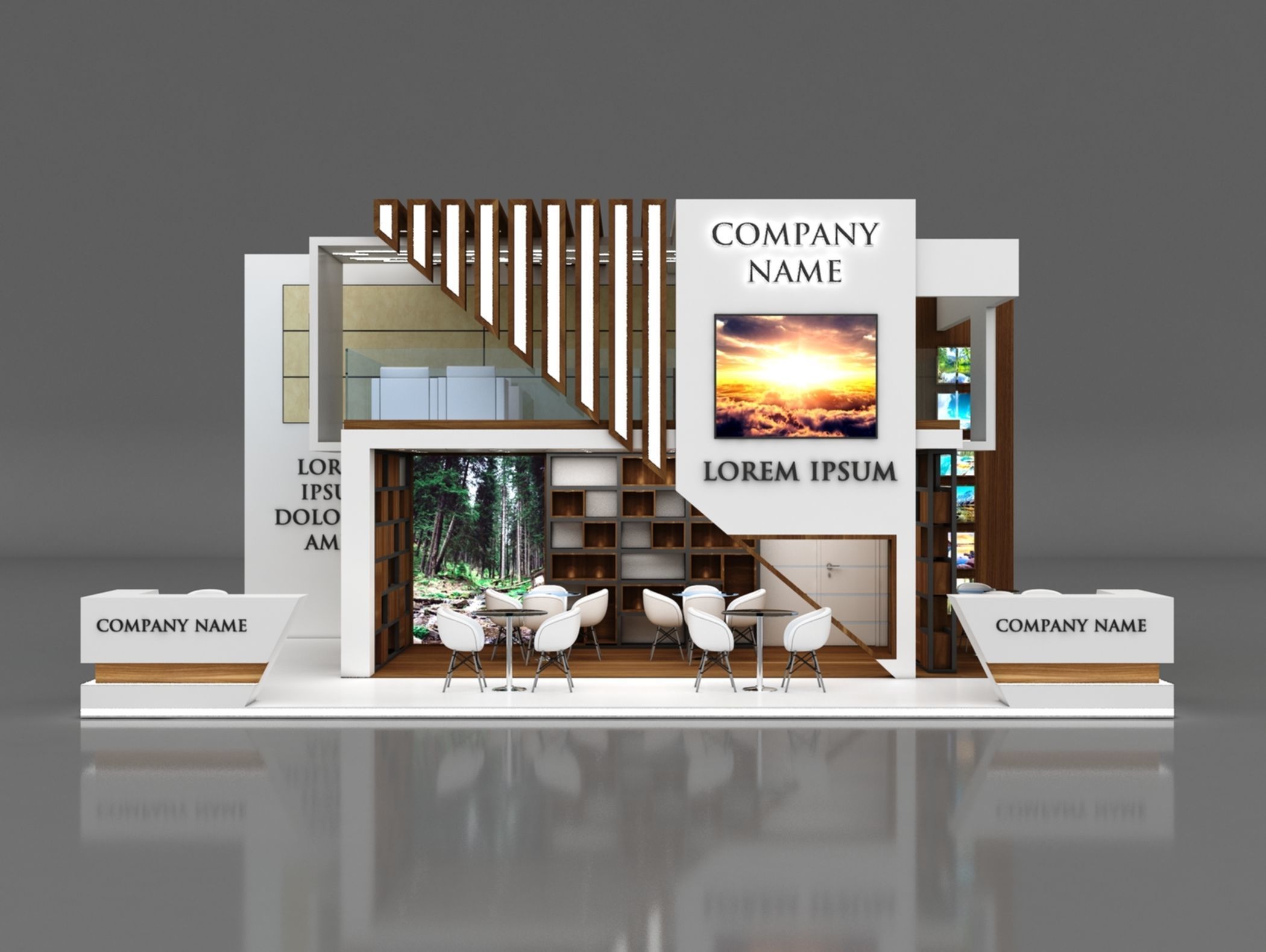 Booth Exhibition Stand Stall 10x6m Height 500 cm 3 Side Open 3D model_2