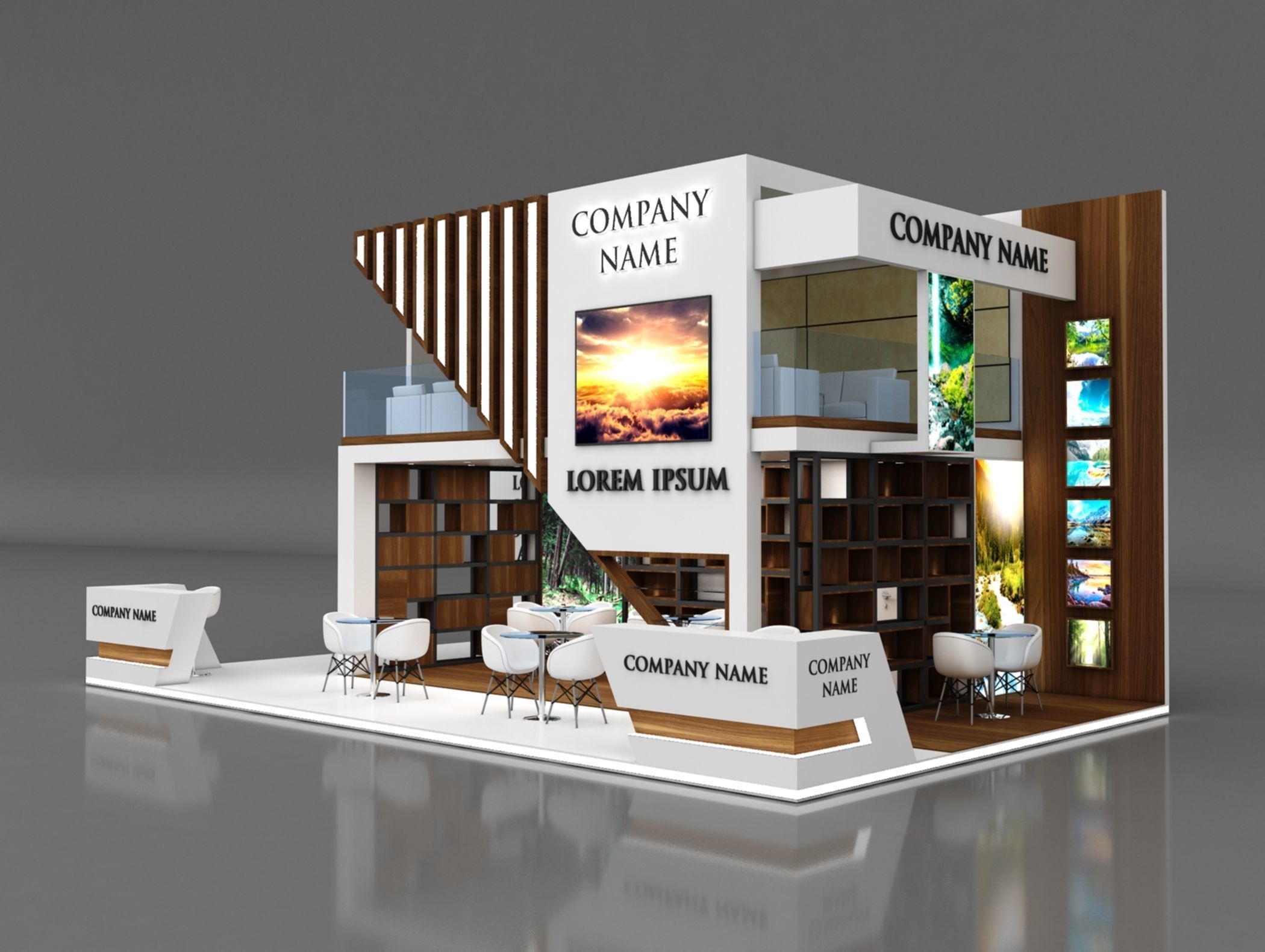 Booth Exhibition Stand Stall 10x6m Height 500 cm 3 Side Open 3D model_3