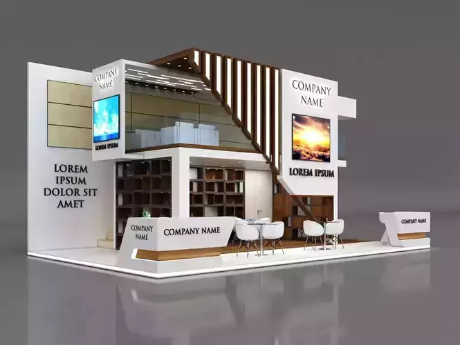 Booth Exhibition Stand Stall 10x6m Height 500 cm 3 Side Open 3D model