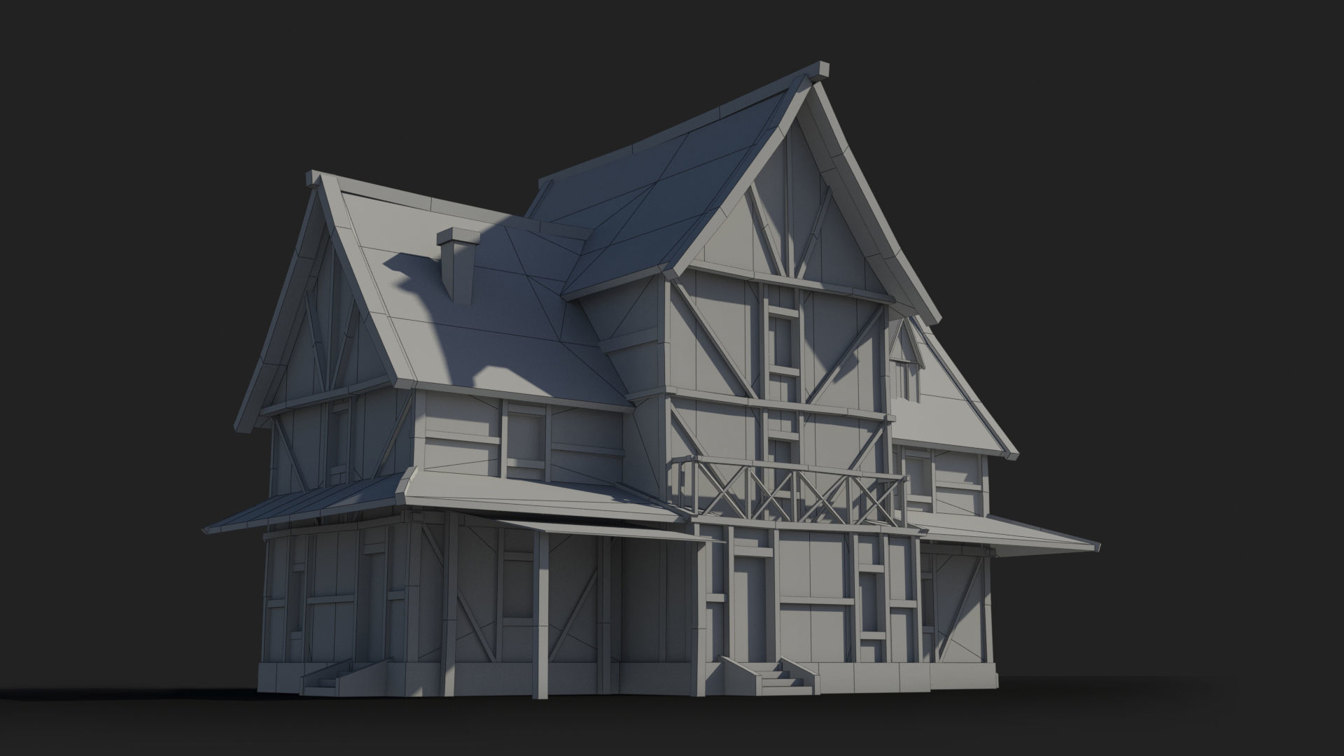 Medieval house x15 Low-poly 3D model_7