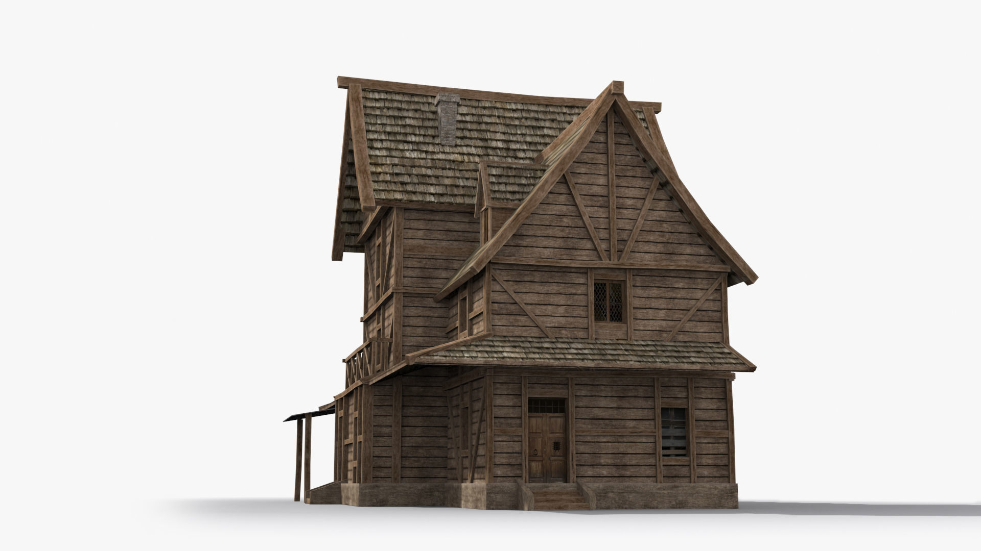 Medieval house x15 Low-poly 3D model_3