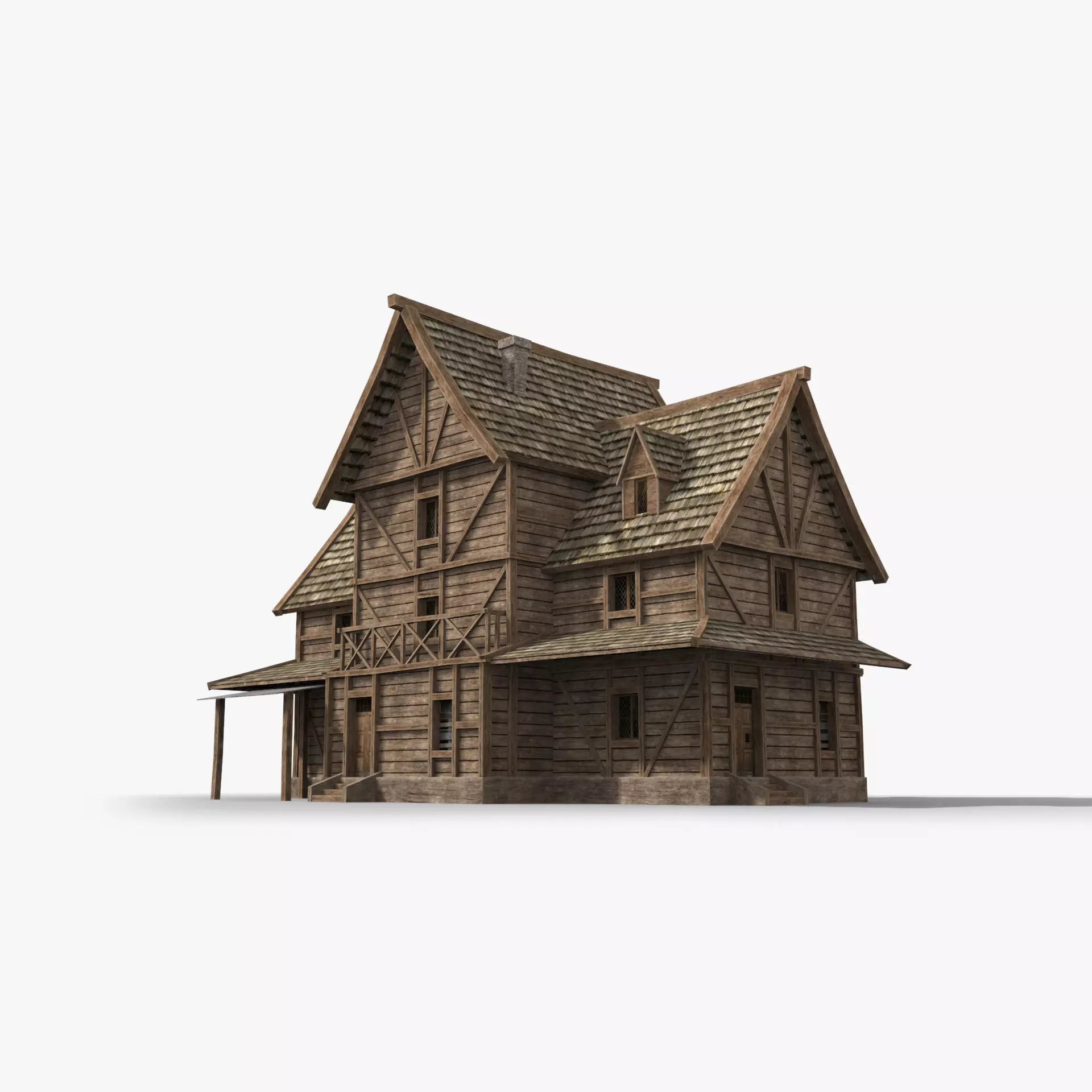 Medieval house x15 Low-poly 3D model_0