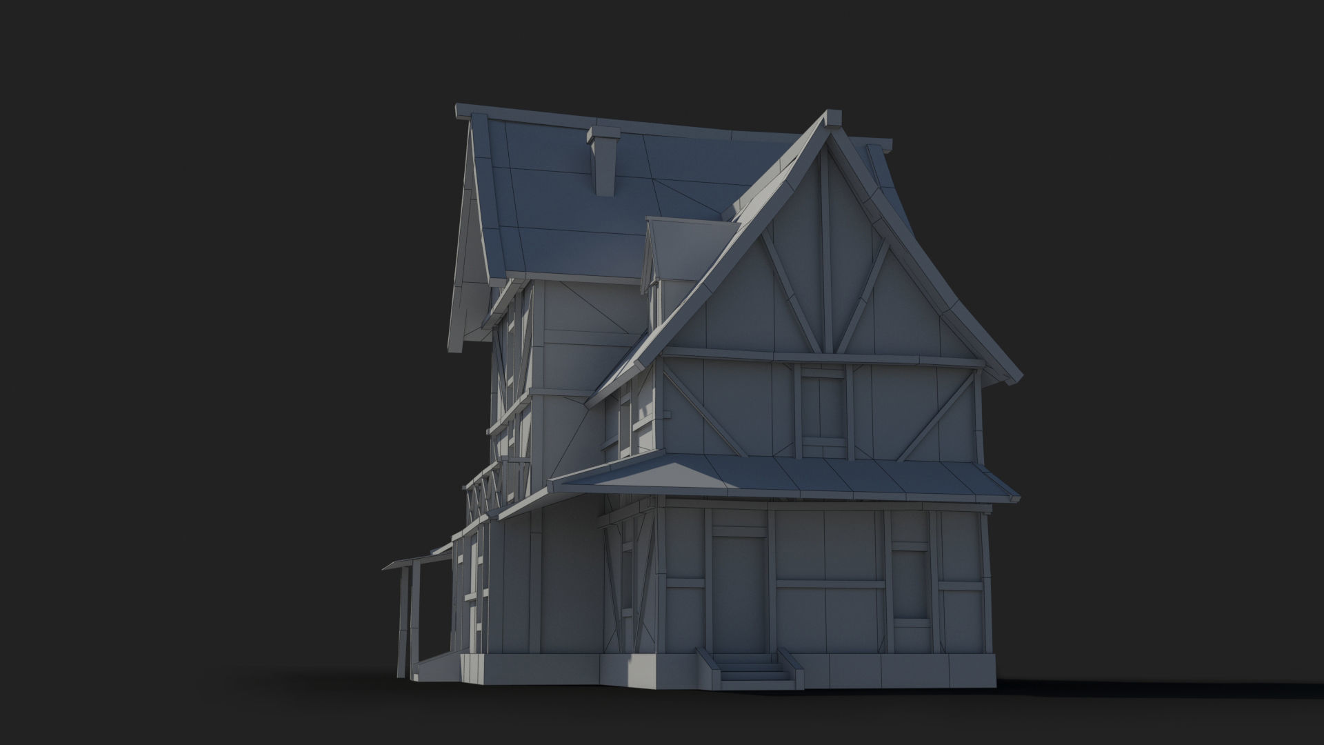 Medieval house x15 Low-poly 3D model_8