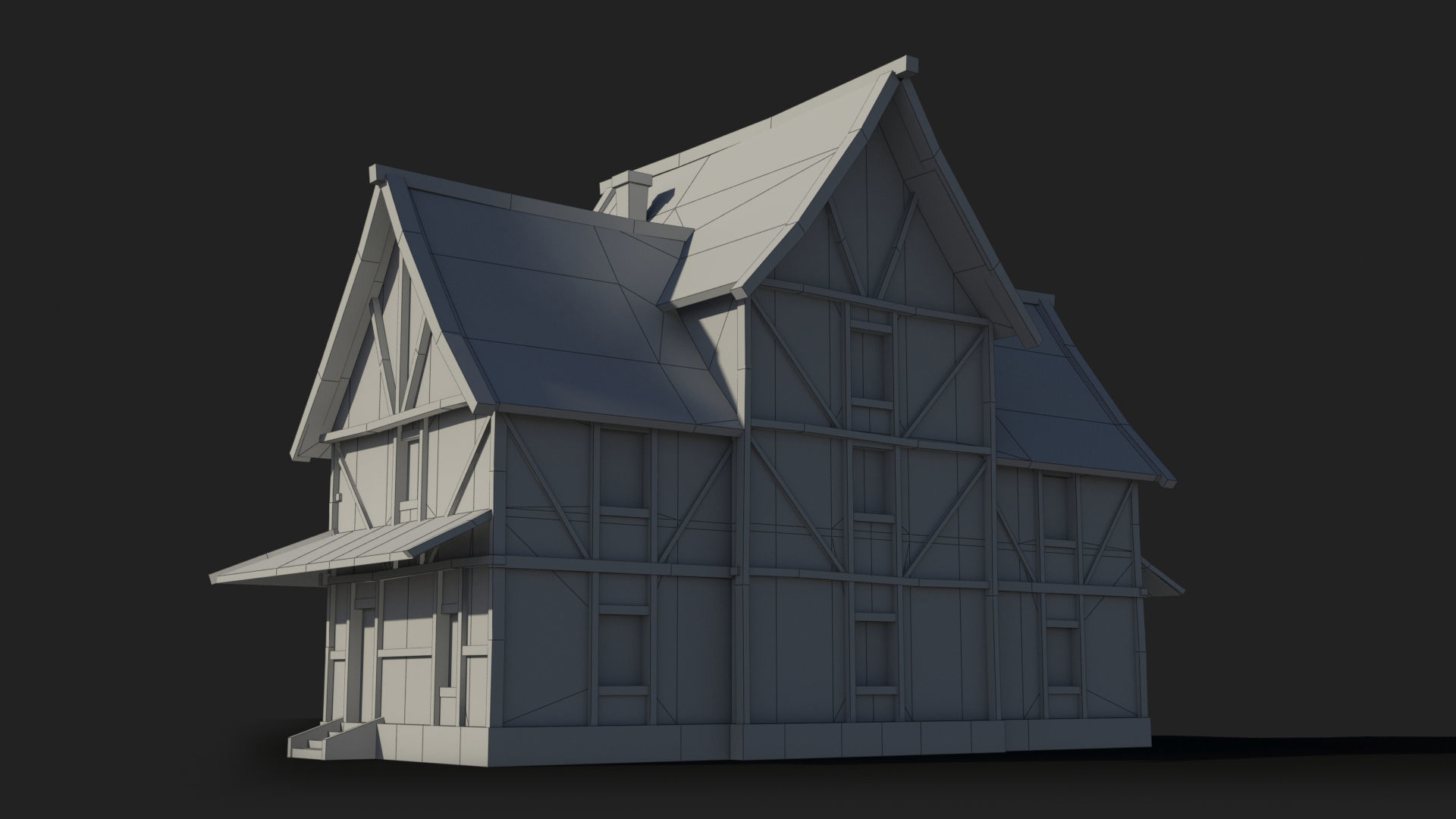 Medieval house x15 Low-poly 3D model_9