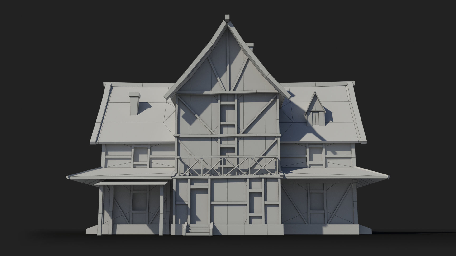 Medieval house x15 Low-poly 3D model_6