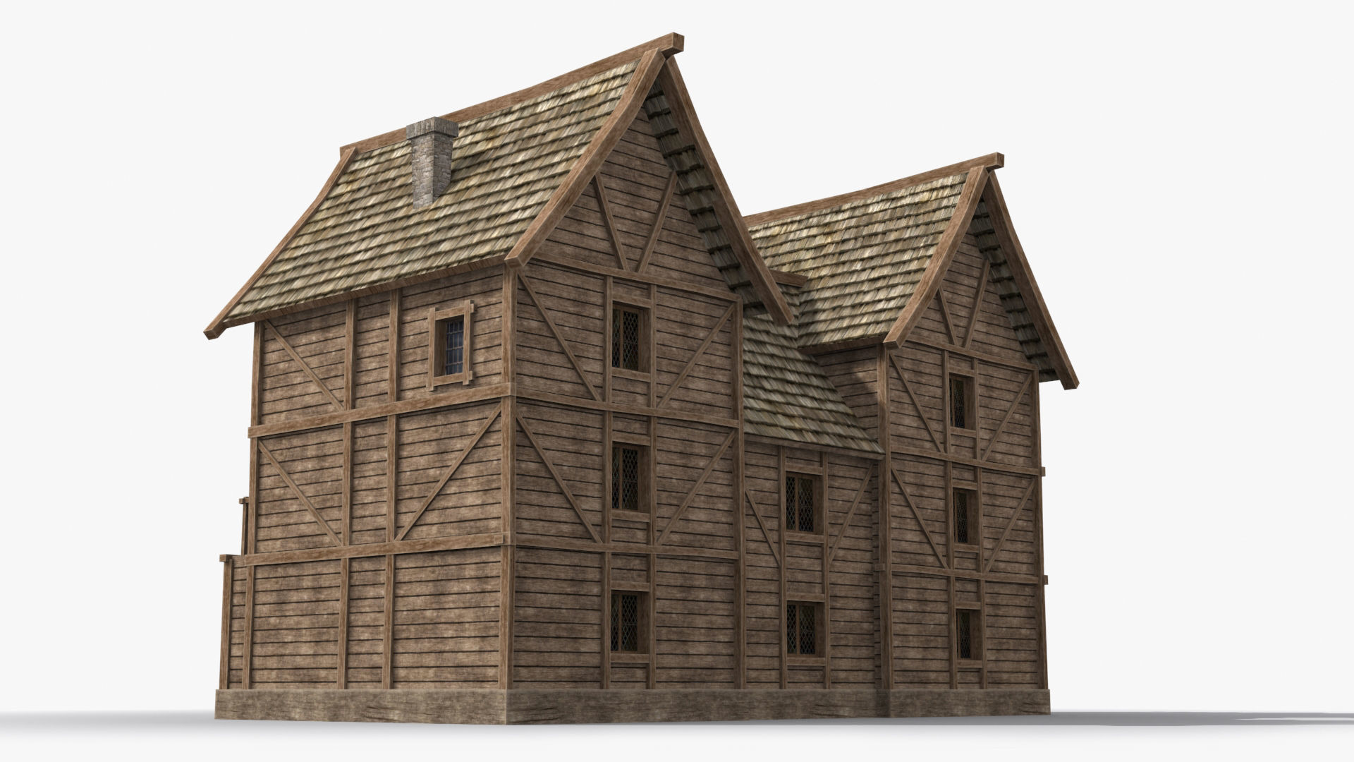 Medieval house x16 Low-poly 3D model_4