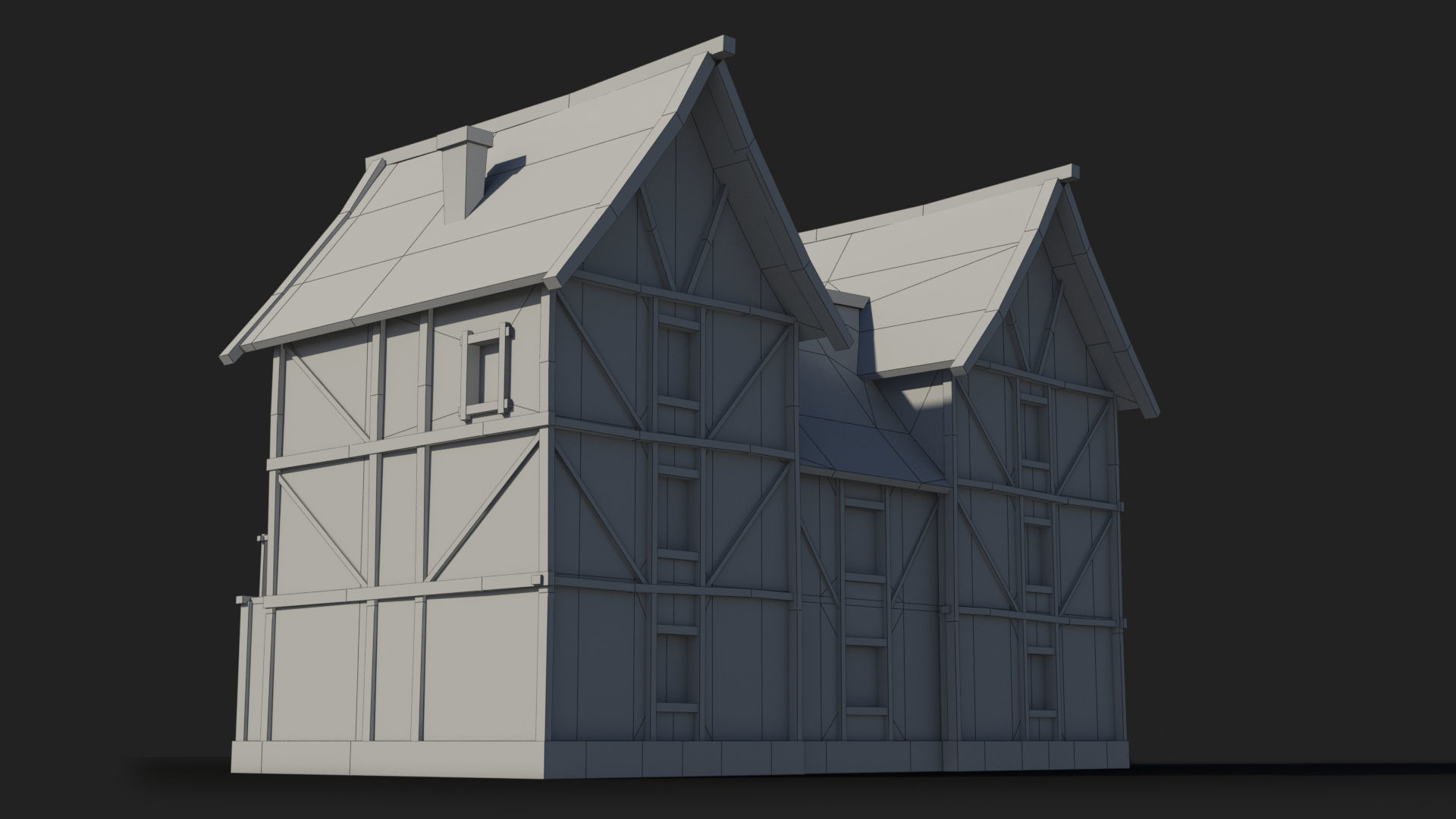Medieval house x16 Low-poly 3D model_9