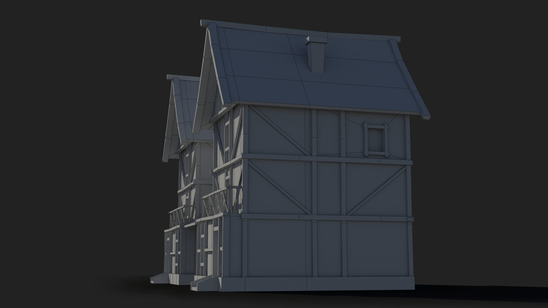 Medieval house x16 Low-poly 3D model_8