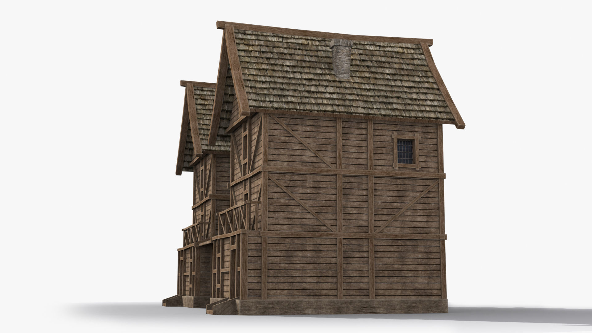 Medieval house x16 Low-poly 3D model_3