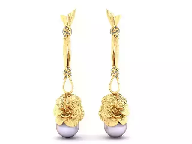 3D model earrings Carrera y Carrera Gardenias