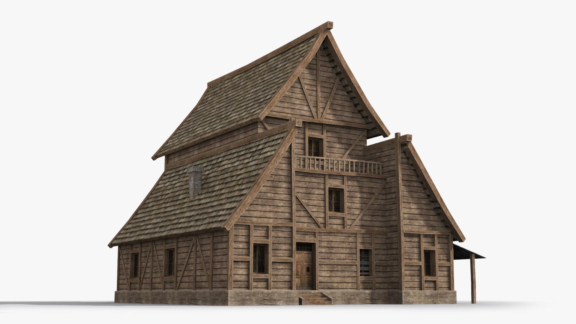 Medieval house x17 Low-poly 3D model_2