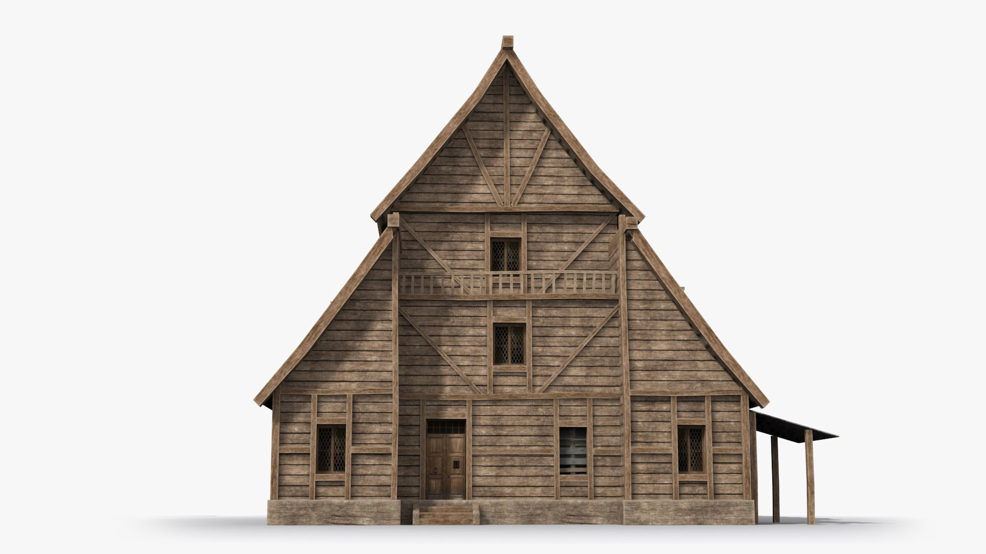 Medieval house x17 Low-poly 3D model_1