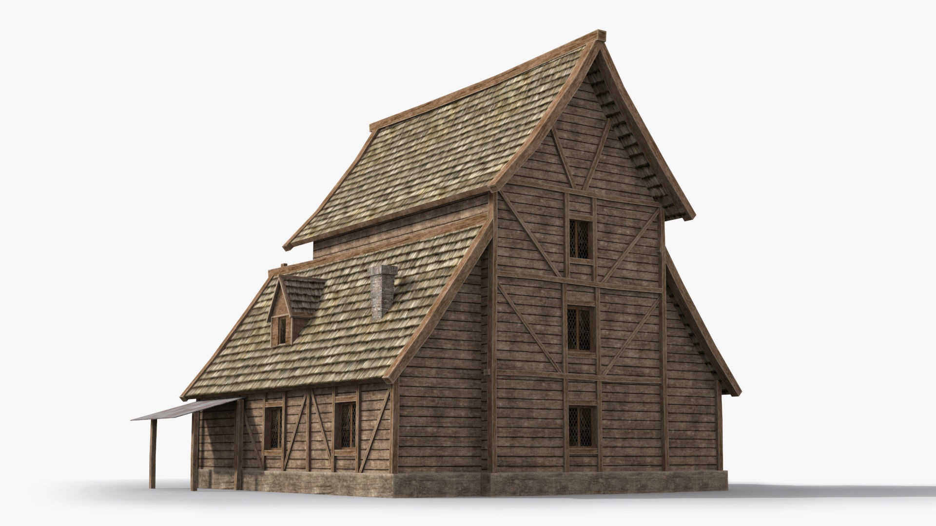 Medieval house x17 Low-poly 3D model_4