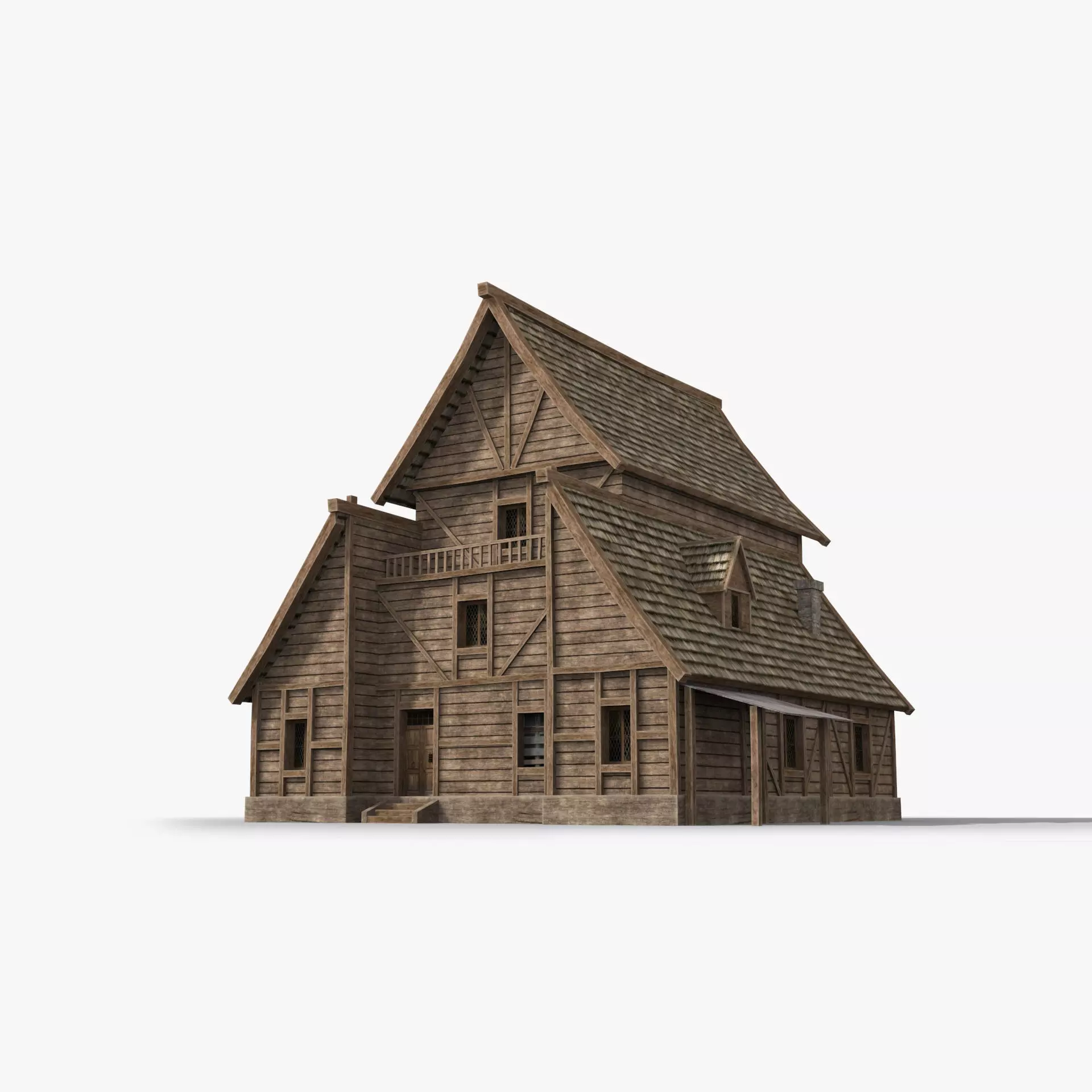 Medieval house x17 Low-poly 3D model_0