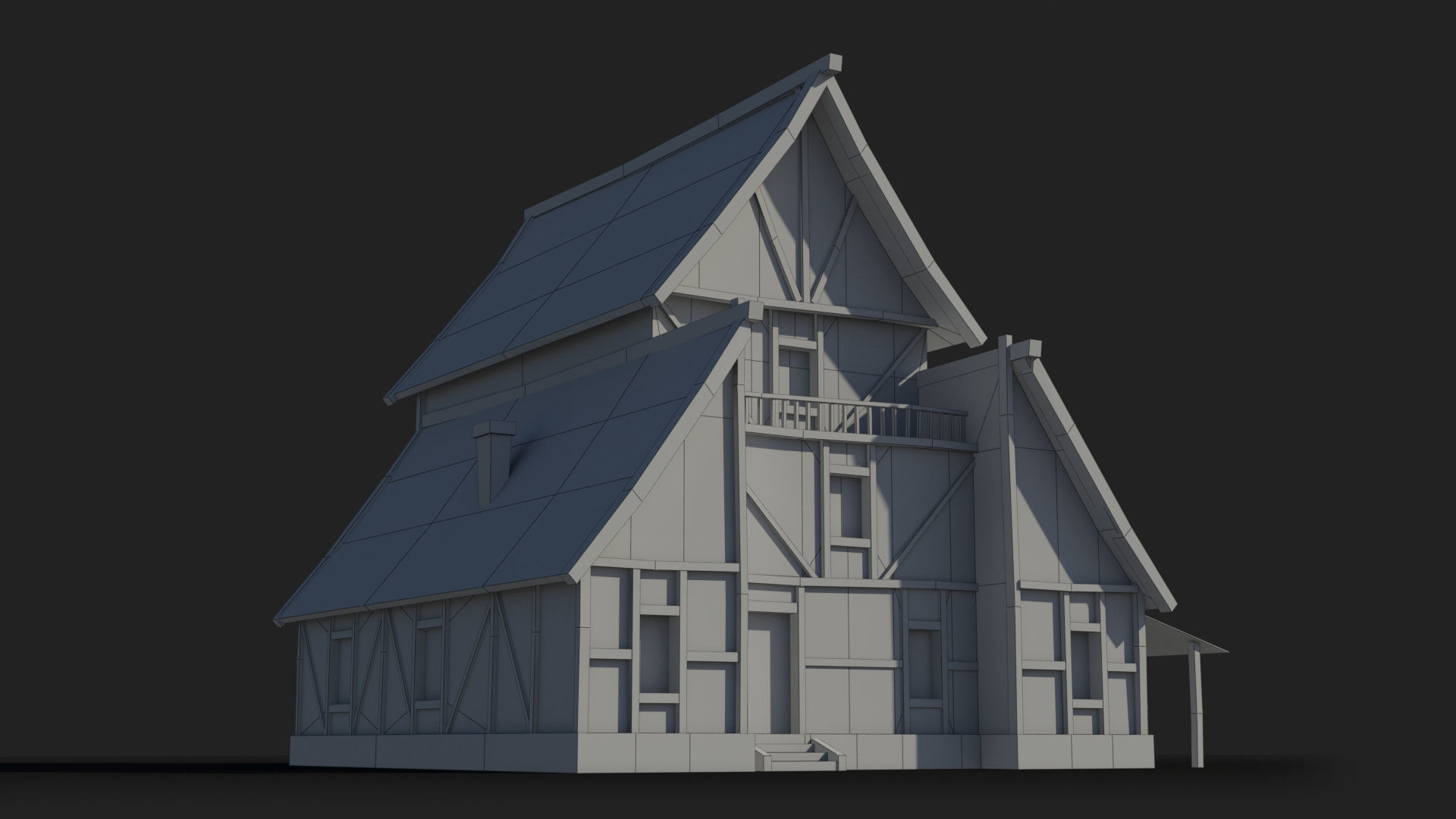 Medieval house x17 Low-poly 3D model_7