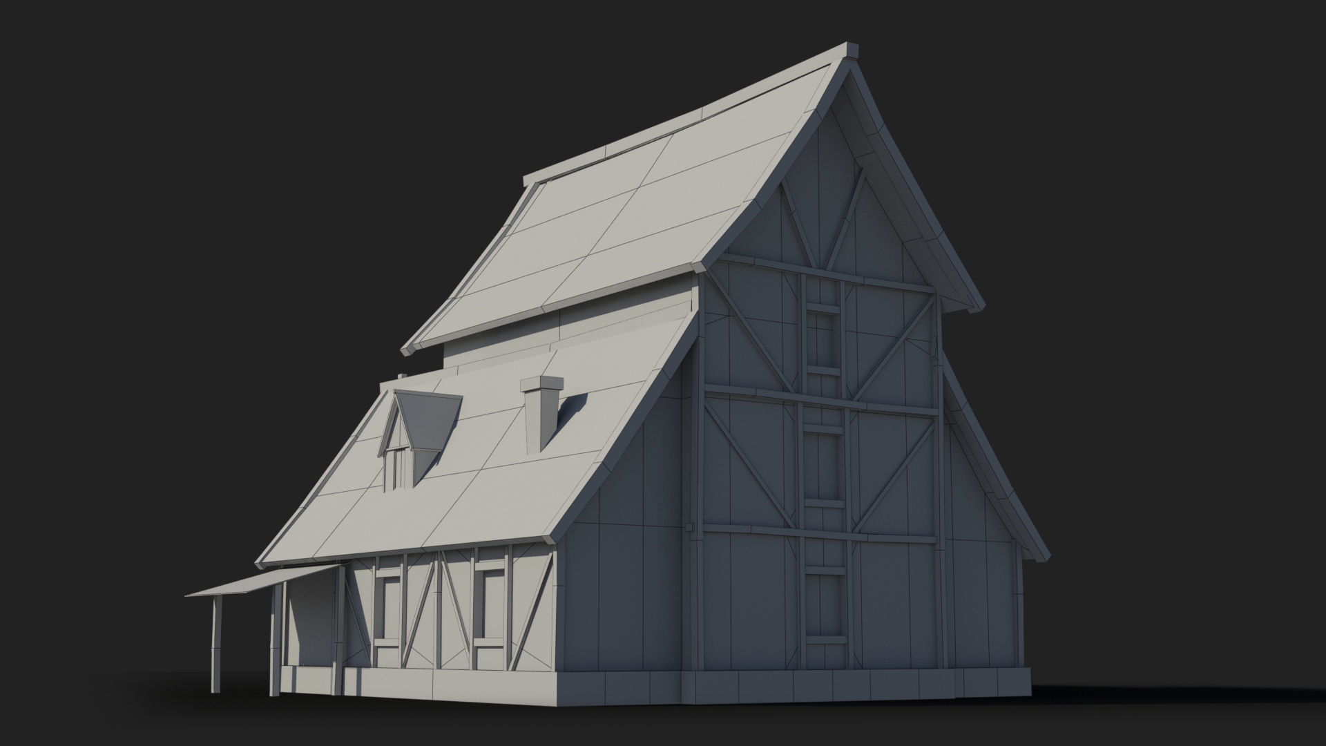 Medieval house x17 Low-poly 3D model_9
