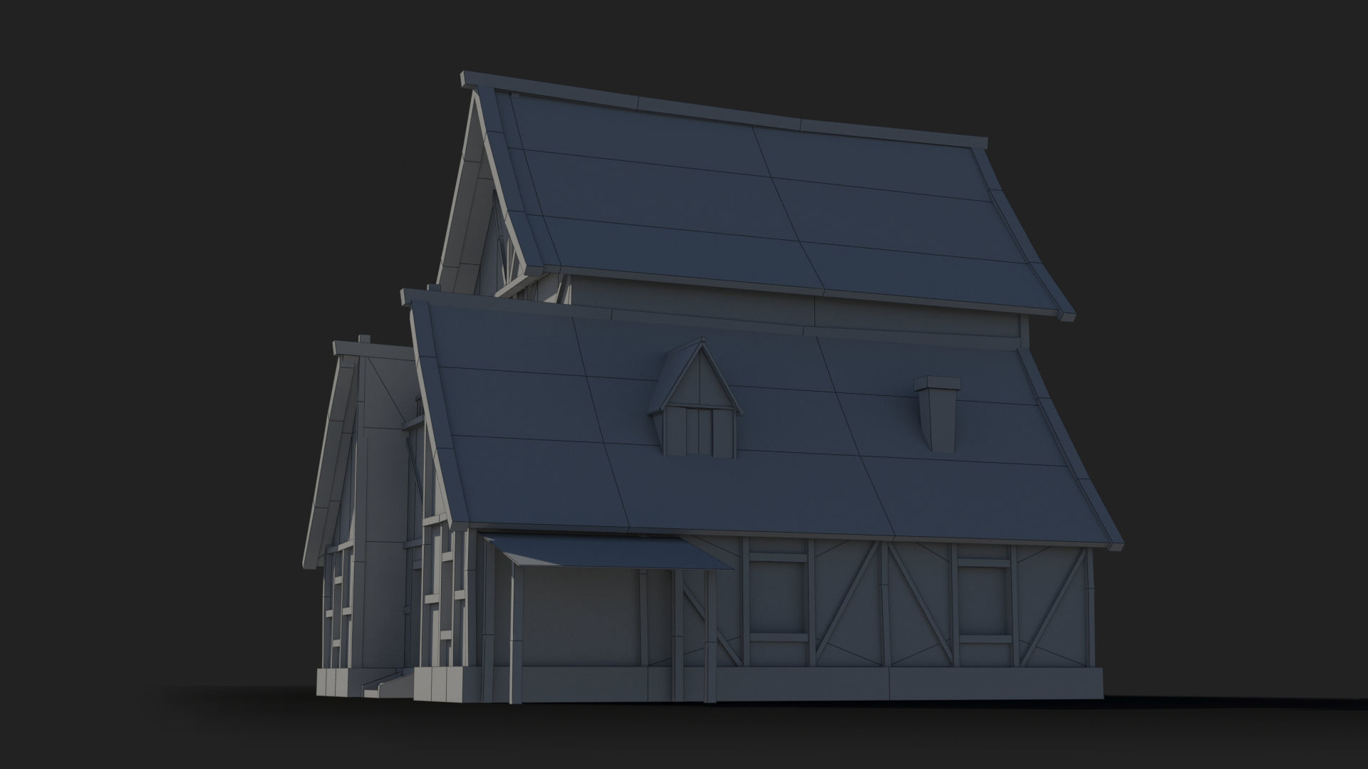Medieval house x17 Low-poly 3D model_8