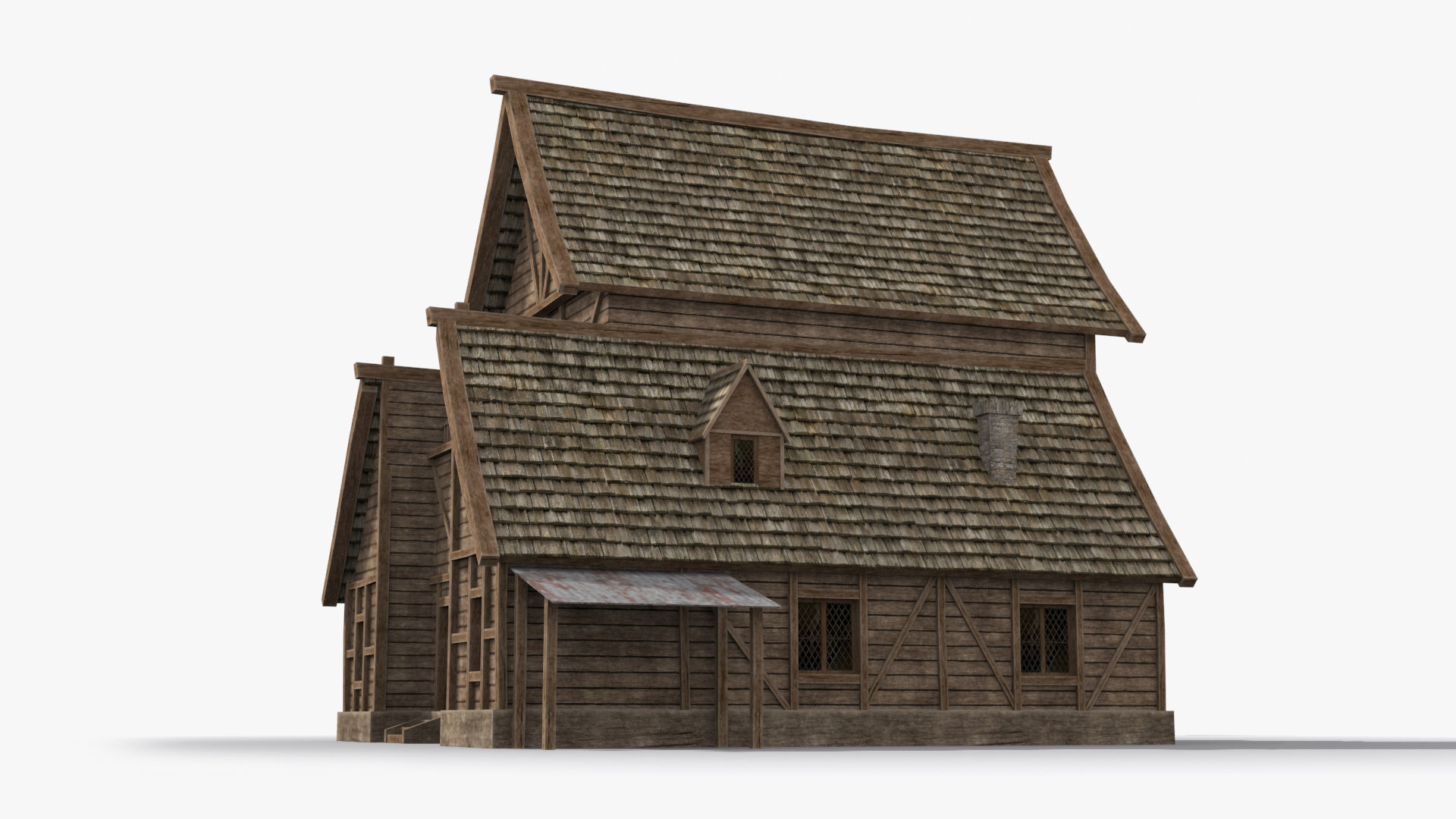 Medieval house x17 Low-poly 3D model_3
