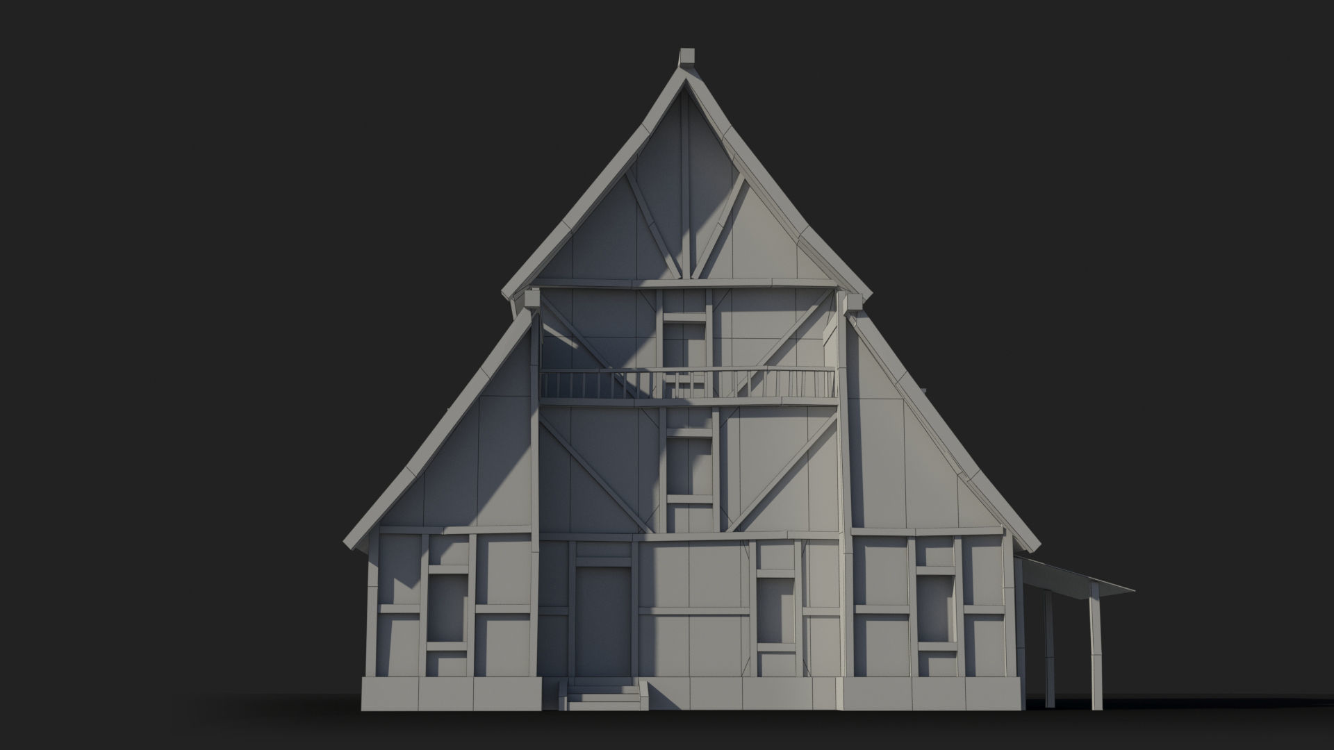 Medieval house x17 Low-poly 3D model_6