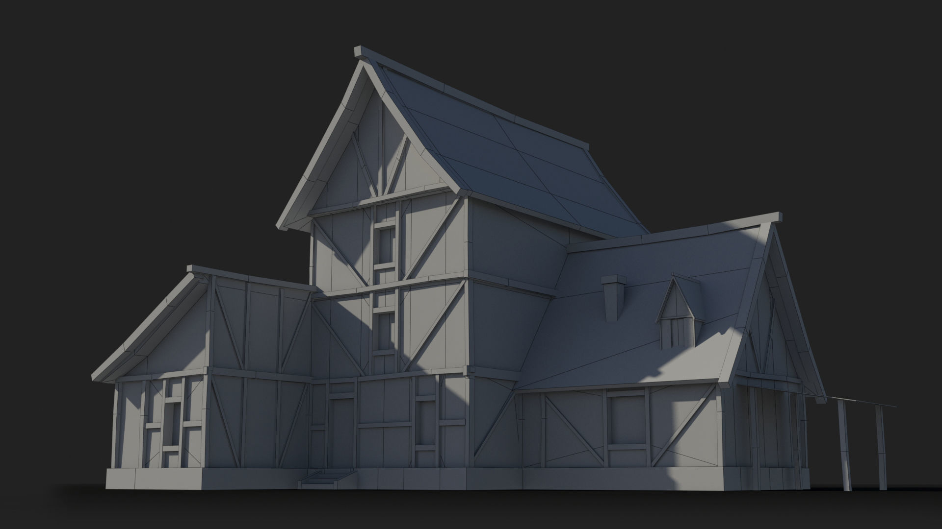 Medieval house x19 Low-poly 3D model_5