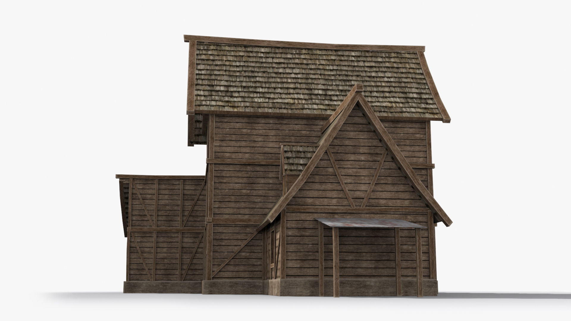 Medieval house x19 Low-poly 3D model_3
