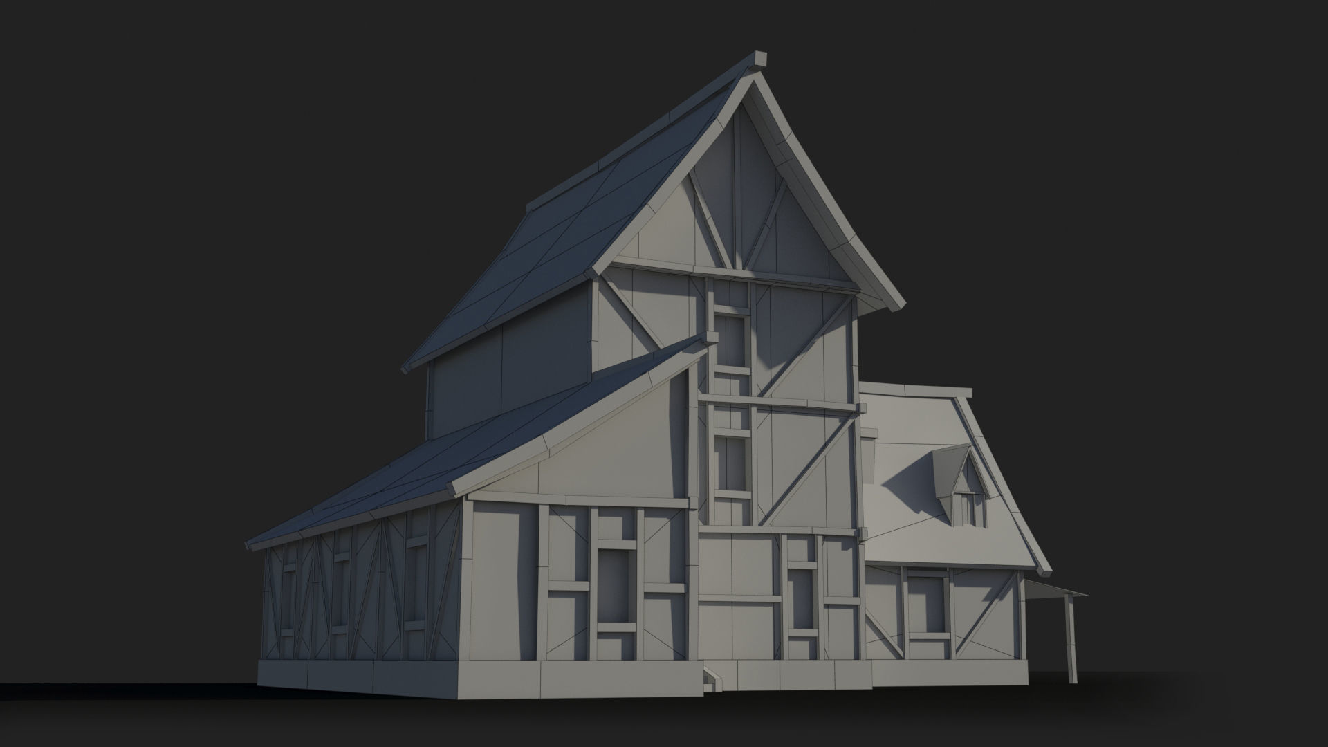 Medieval house x19 Low-poly 3D model_7