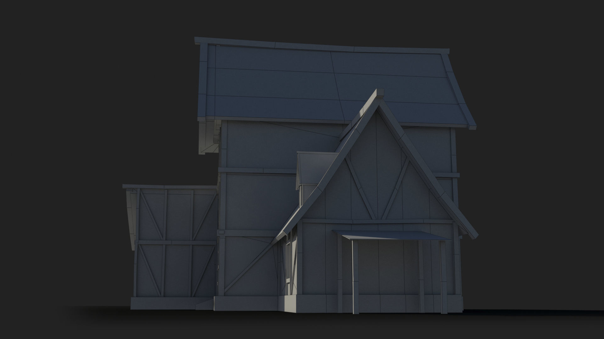 Medieval house x19 Low-poly 3D model_8