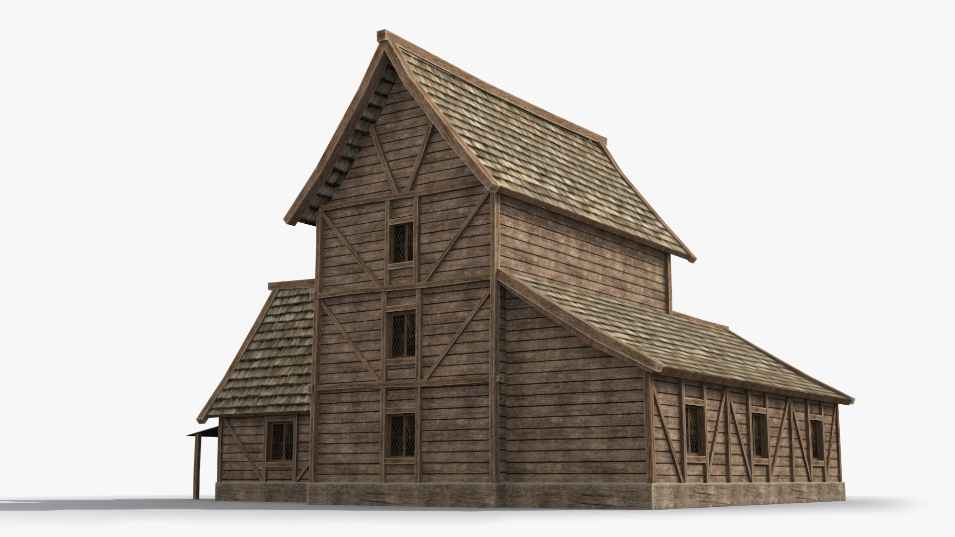 Medieval house x19 Low-poly 3D model_4